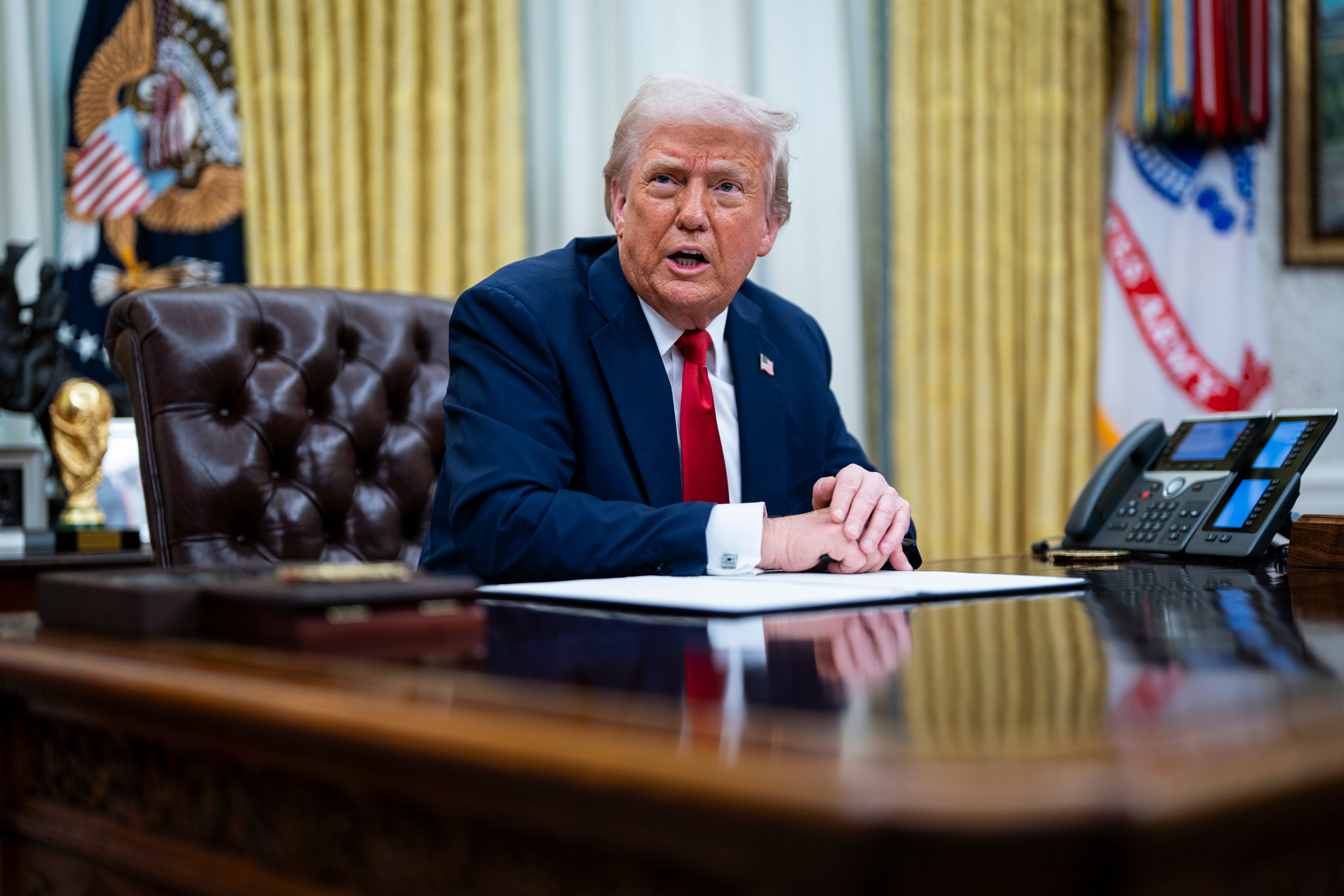 President Trump told reporters in the Oval Office that he has 'settled' on his sweeping Liberation Day tariff plans