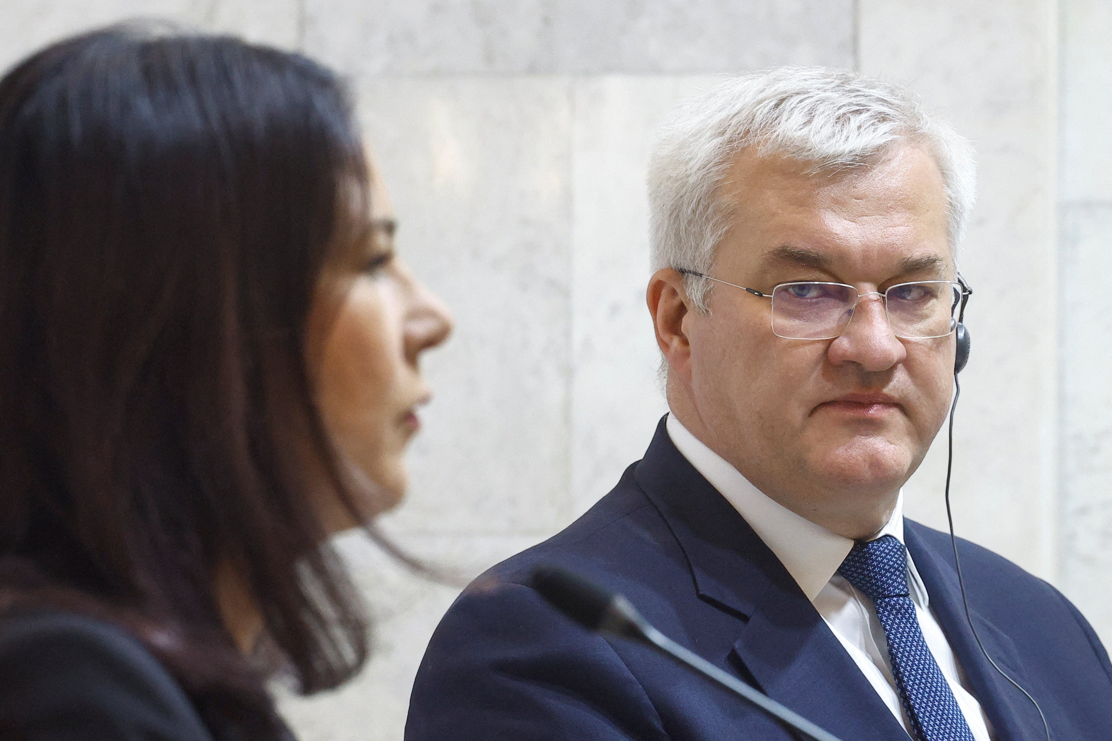 Ms Baerbock, left, has been a staunch ally of Ukraine since becoming foreign minister in 2021