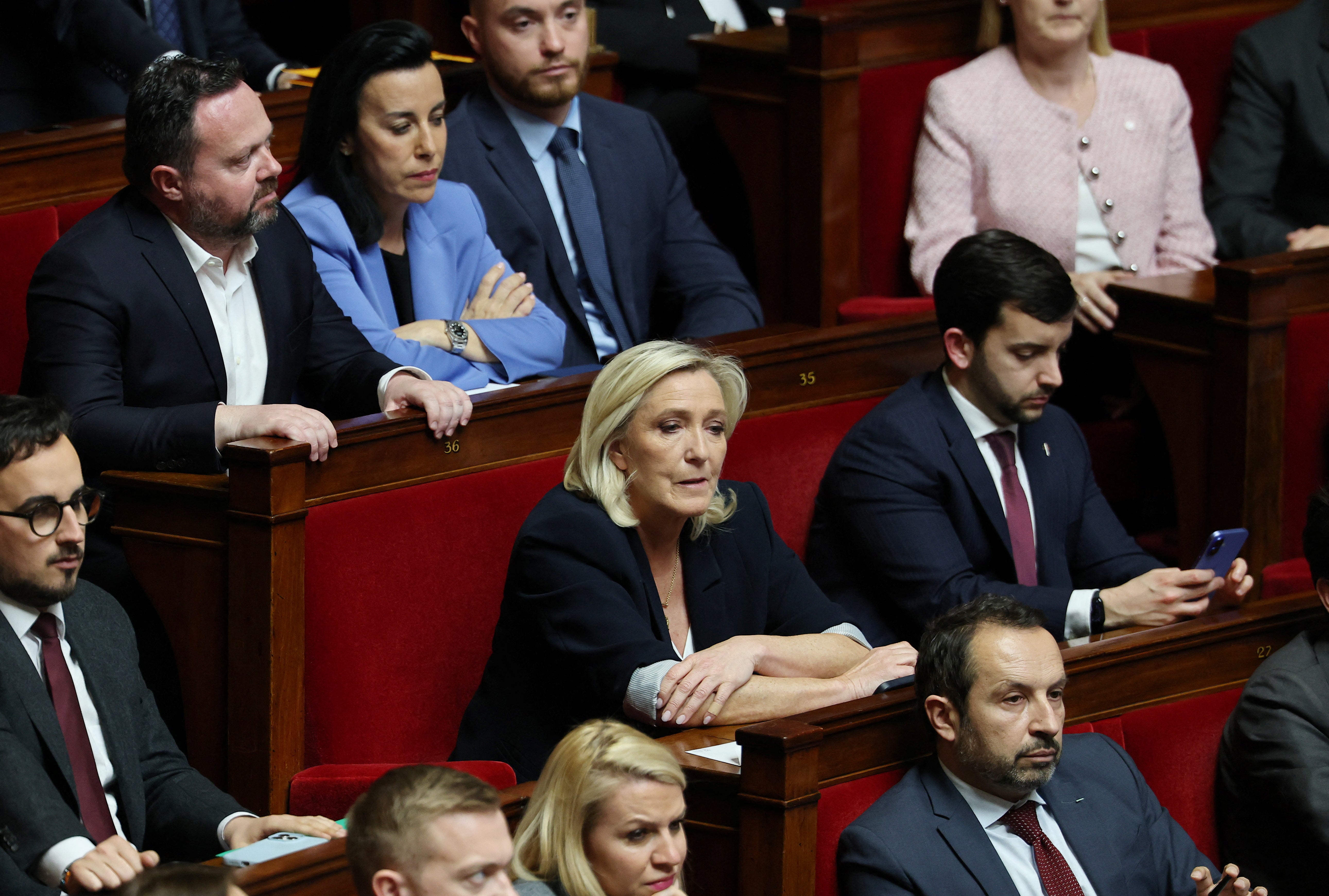 Le Pen attends a questions to the government sessions at the National Assembly in Paris a day after being convicted by a French court