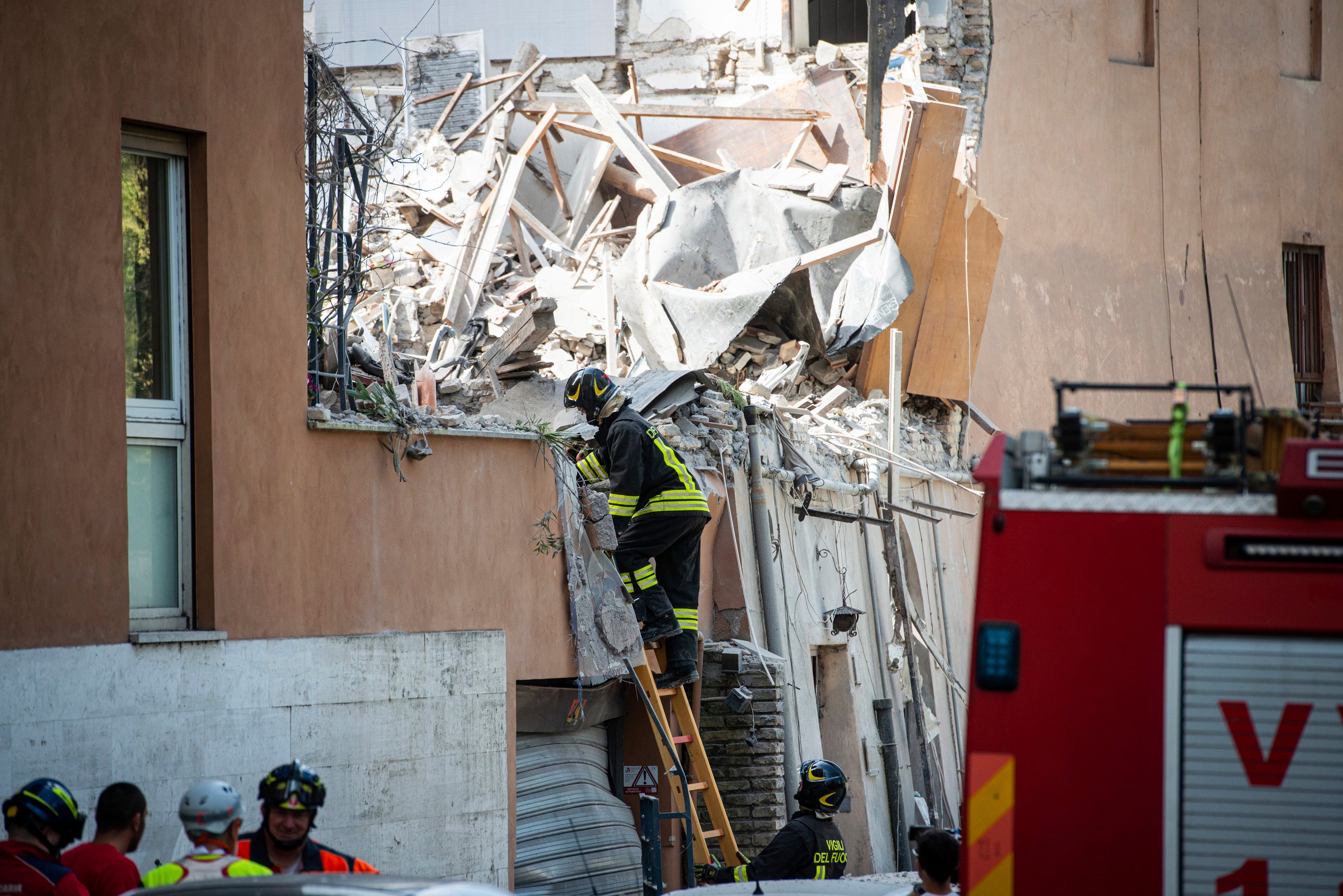 Members of the emergency services at the scene