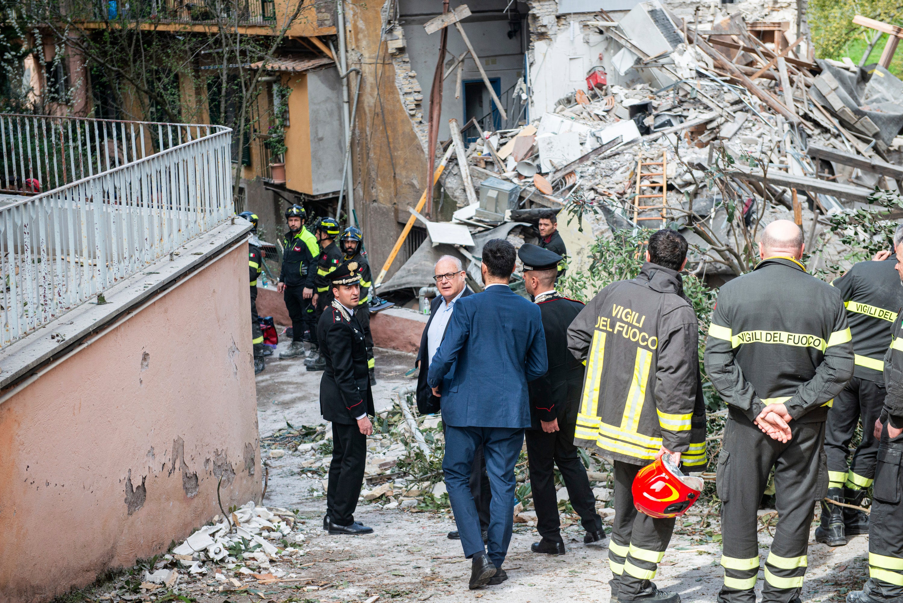 Rome's Mayor Roberto Gualtieri visits the scene after the explosion