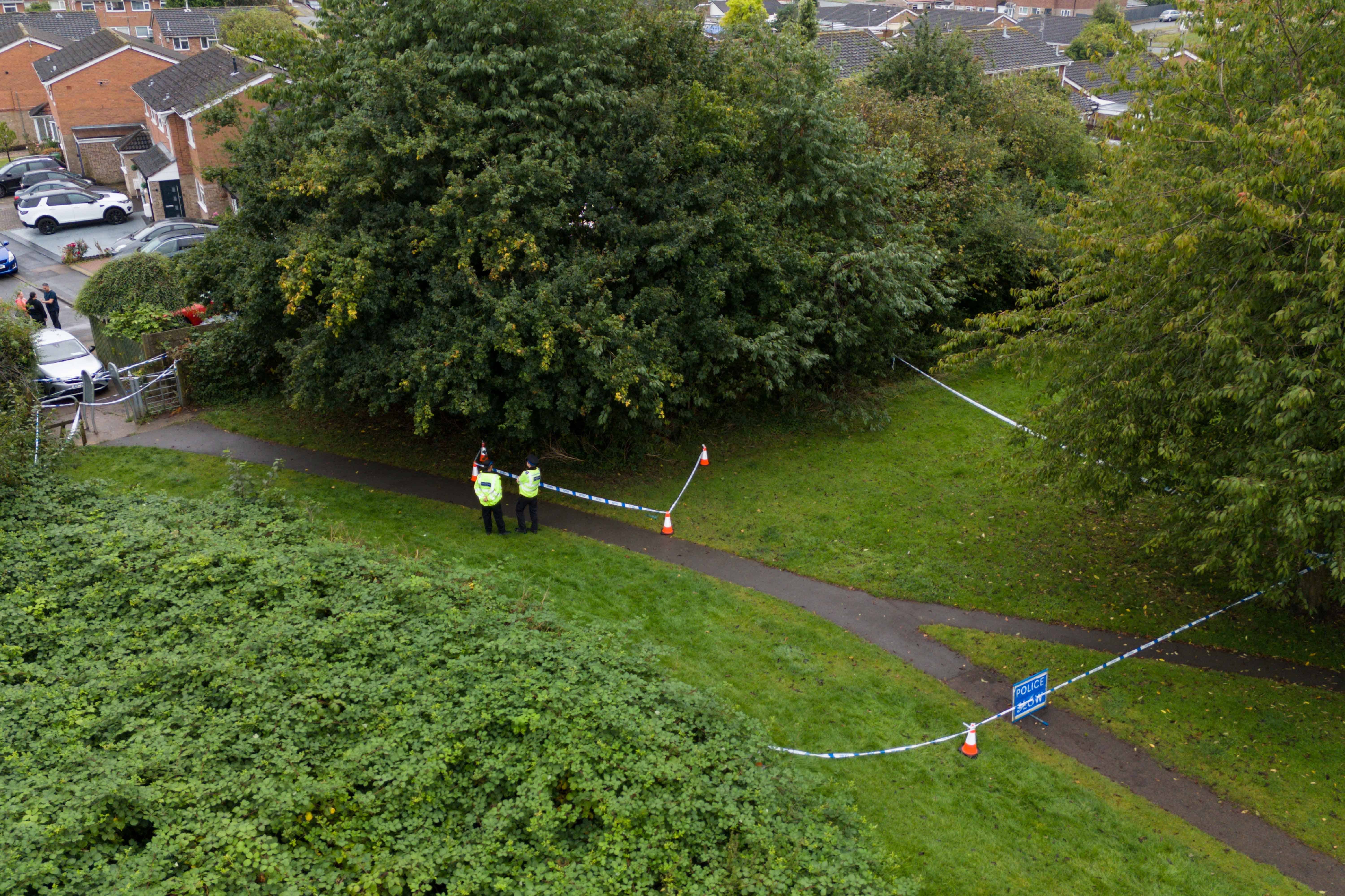 Police at the scene in Franklin Park, Leicester (Jacob King/PA)