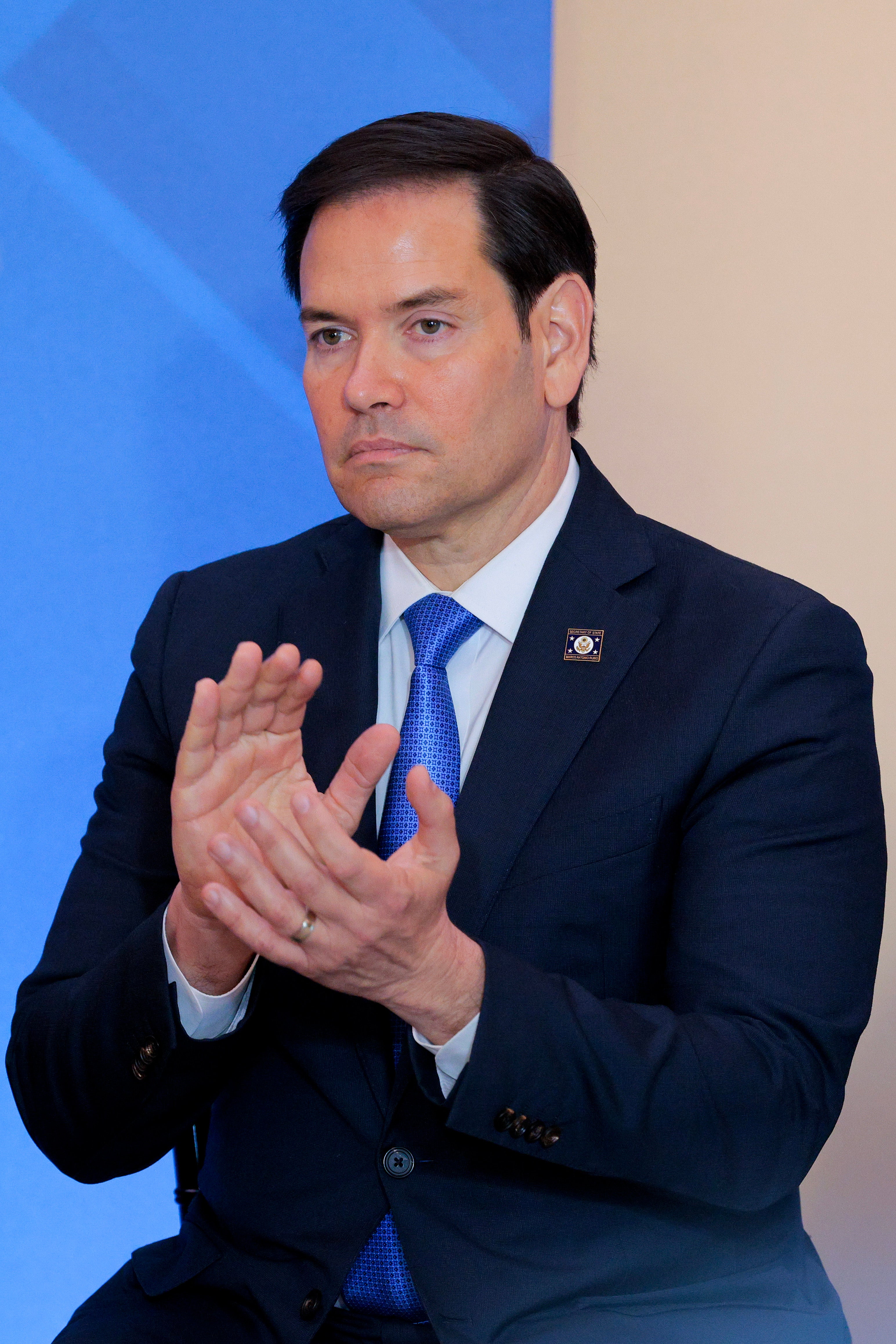 Secretary of State Marco Rubio attends the International Women of Courage Award ceremony in the Ben Franklin Room at the State Department's Harry S. Truman headquarters in Washington, D.C. on Tuesday. He has revoked hundreds of visas, mostly those obtained by students