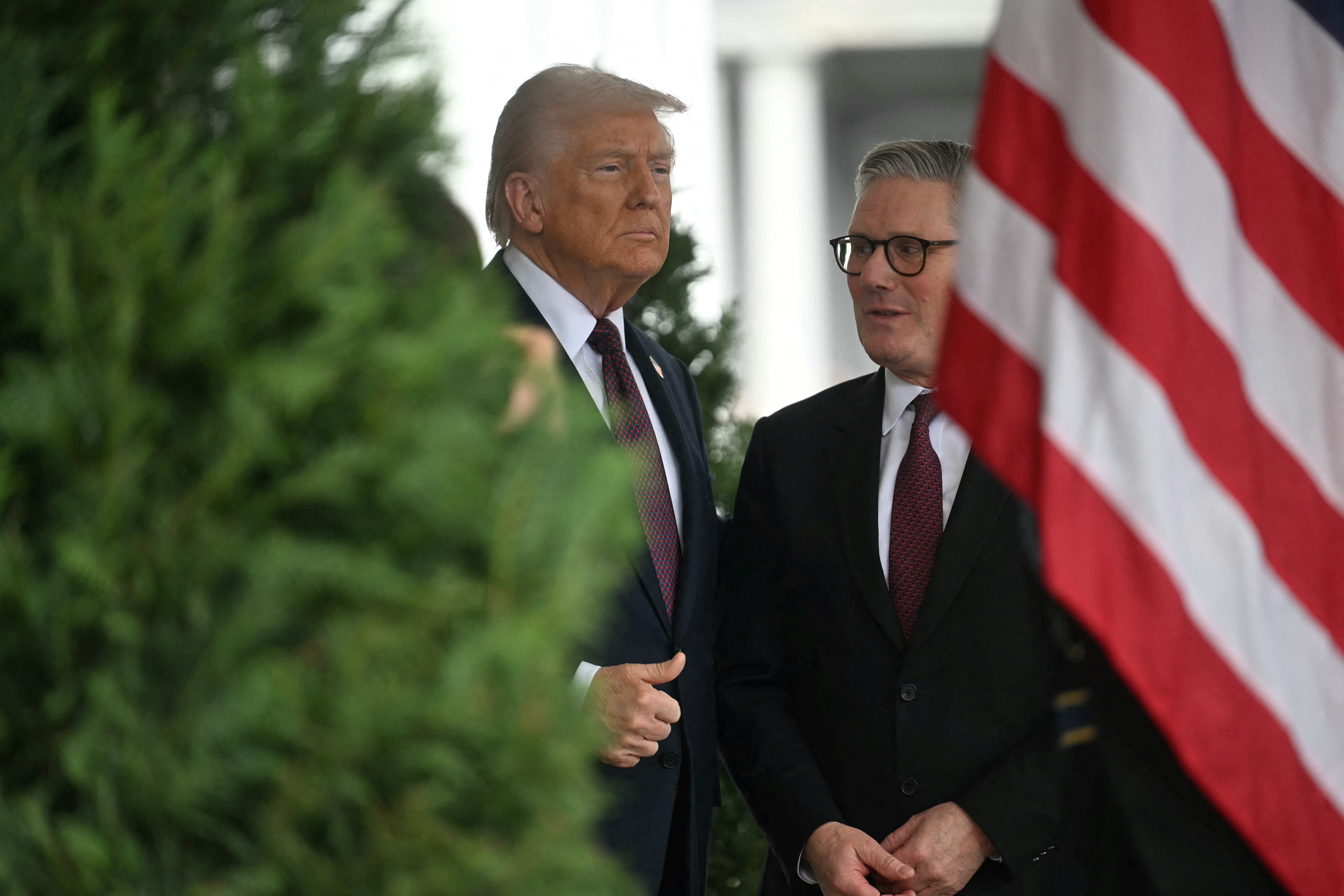 US president Donald Trump greets British prime minister Keir Starmer at the entrance of the West Wing of the White House in Washington, DC, on 27 February 2025