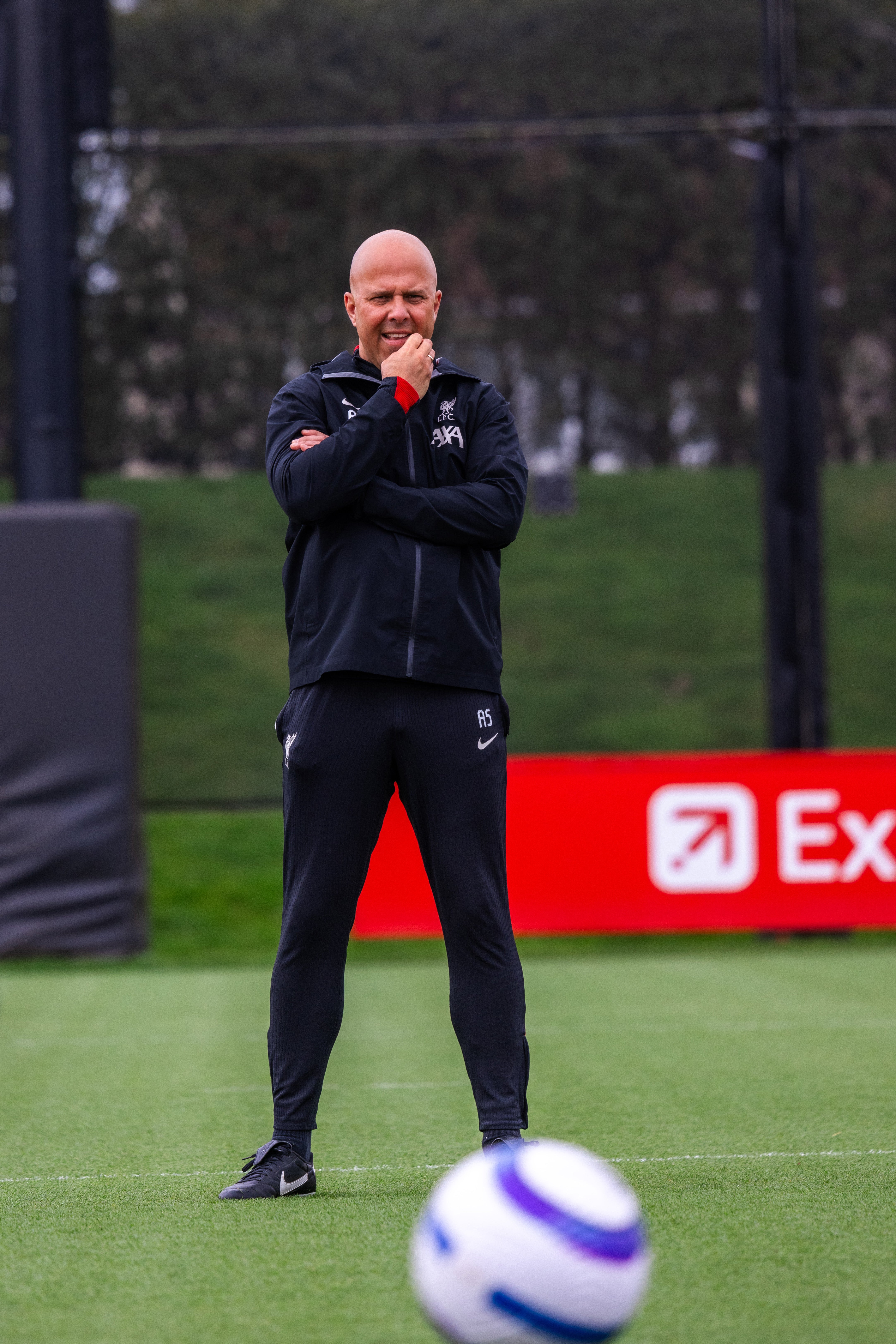 Arne Slot, head coach of Liverpool during a training session at AXA Training Centre