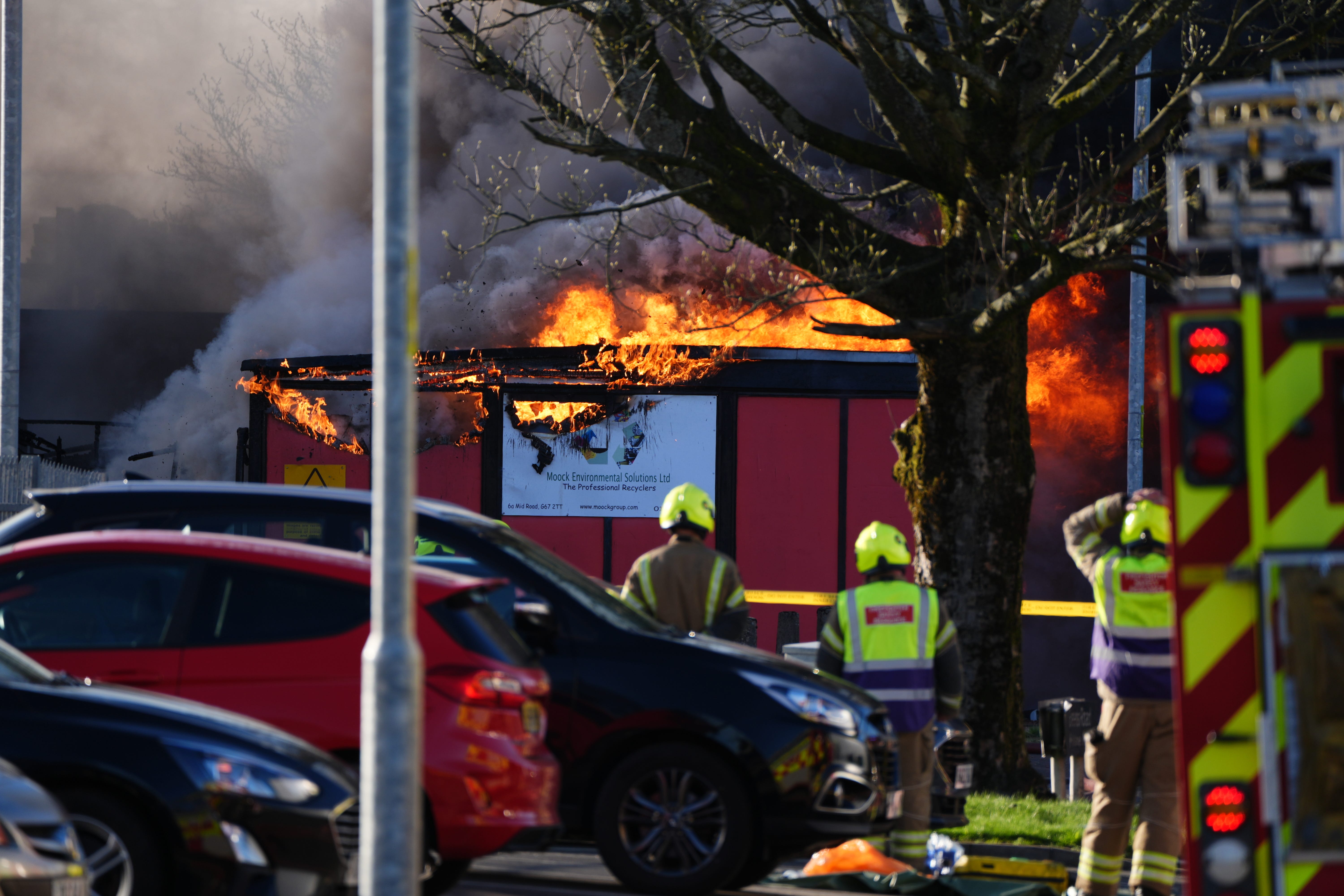 Firefighters worked through the night to tackle a blaze which broke out on the Blairlinn Industrial Estate in Cumbernauld on Tuesday afternoon (Andrew Milligan/PA)