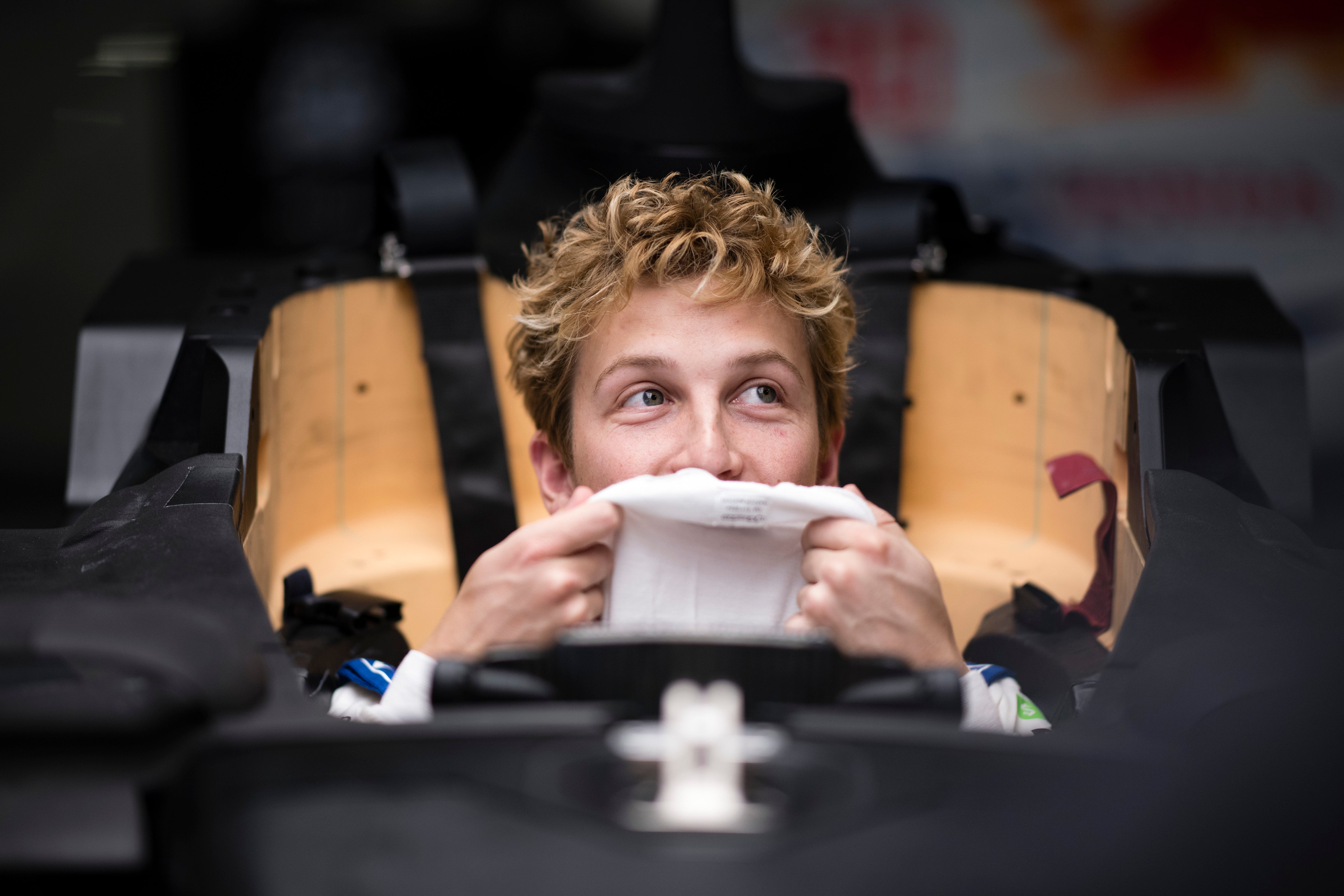 Liam Lawson has a seat fitting at Visa Cash App Racing Bulls Factory in Faenza, Italy