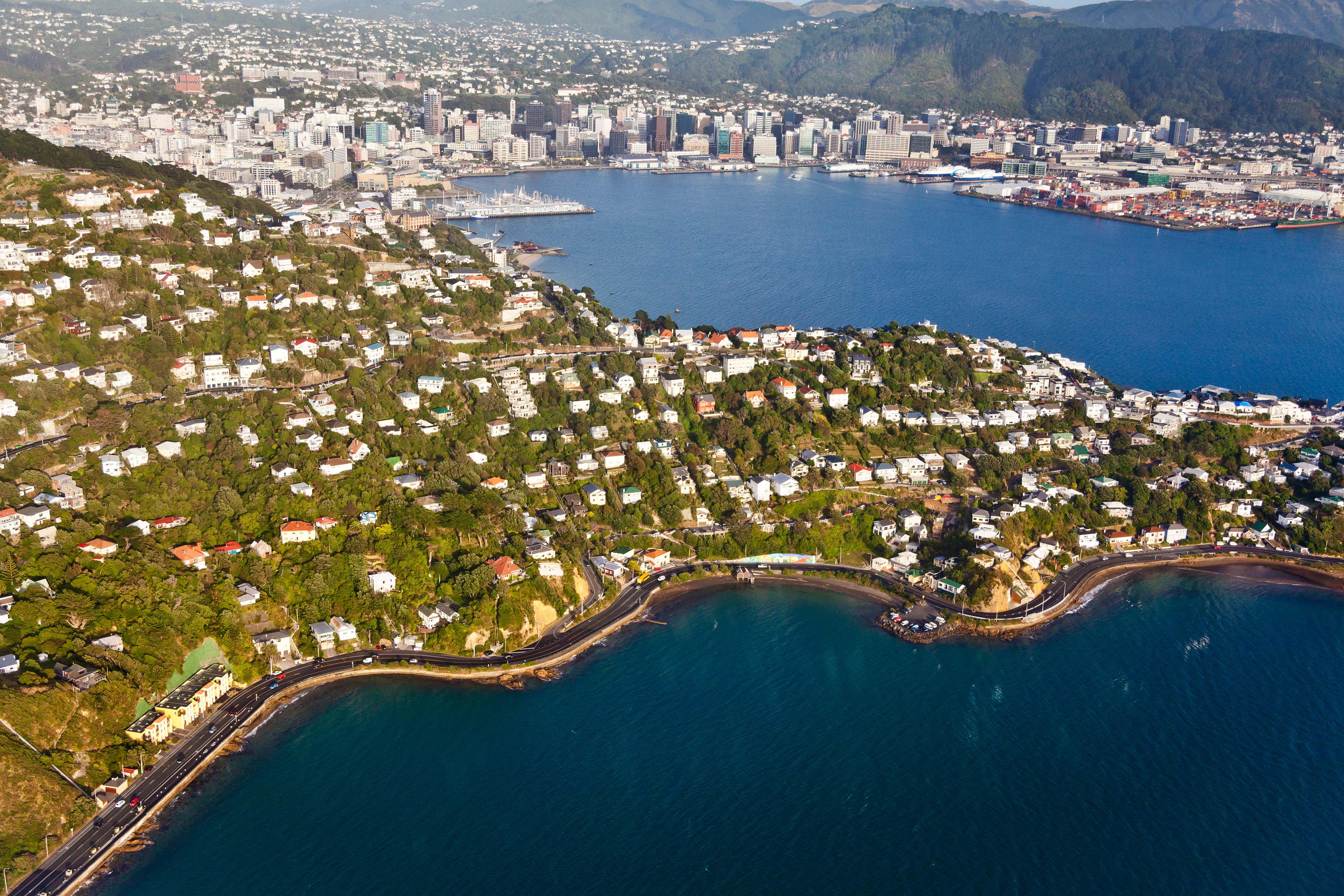 An aerial image of properties in the Roseneath area of Wellington, New Zealand