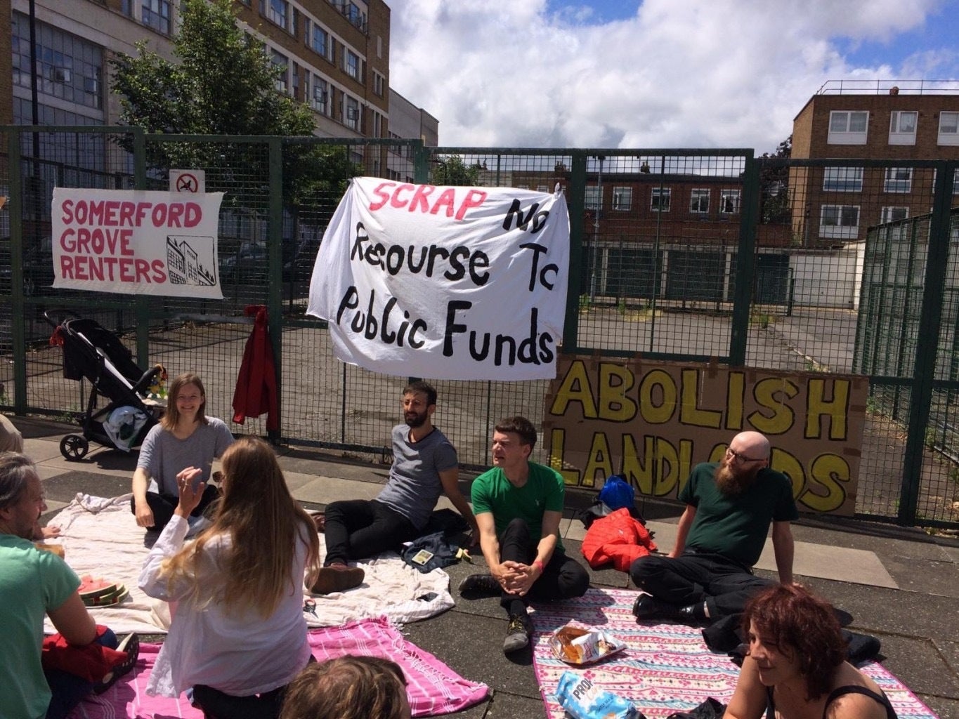 The case was launched in 2020 by 46 residents (Mr Osserman pictured centre left, Mr Sutton centre right) from 15 different flats across the two 170-flat blocks