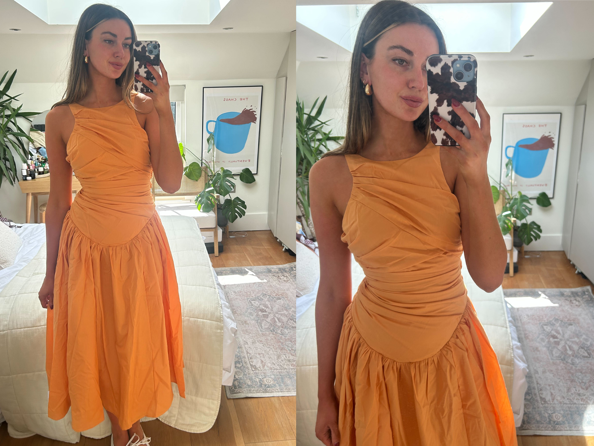 Best wedding guest dresses IndyBest review Asos Design structured ruched full skirt maxi dress in apricot