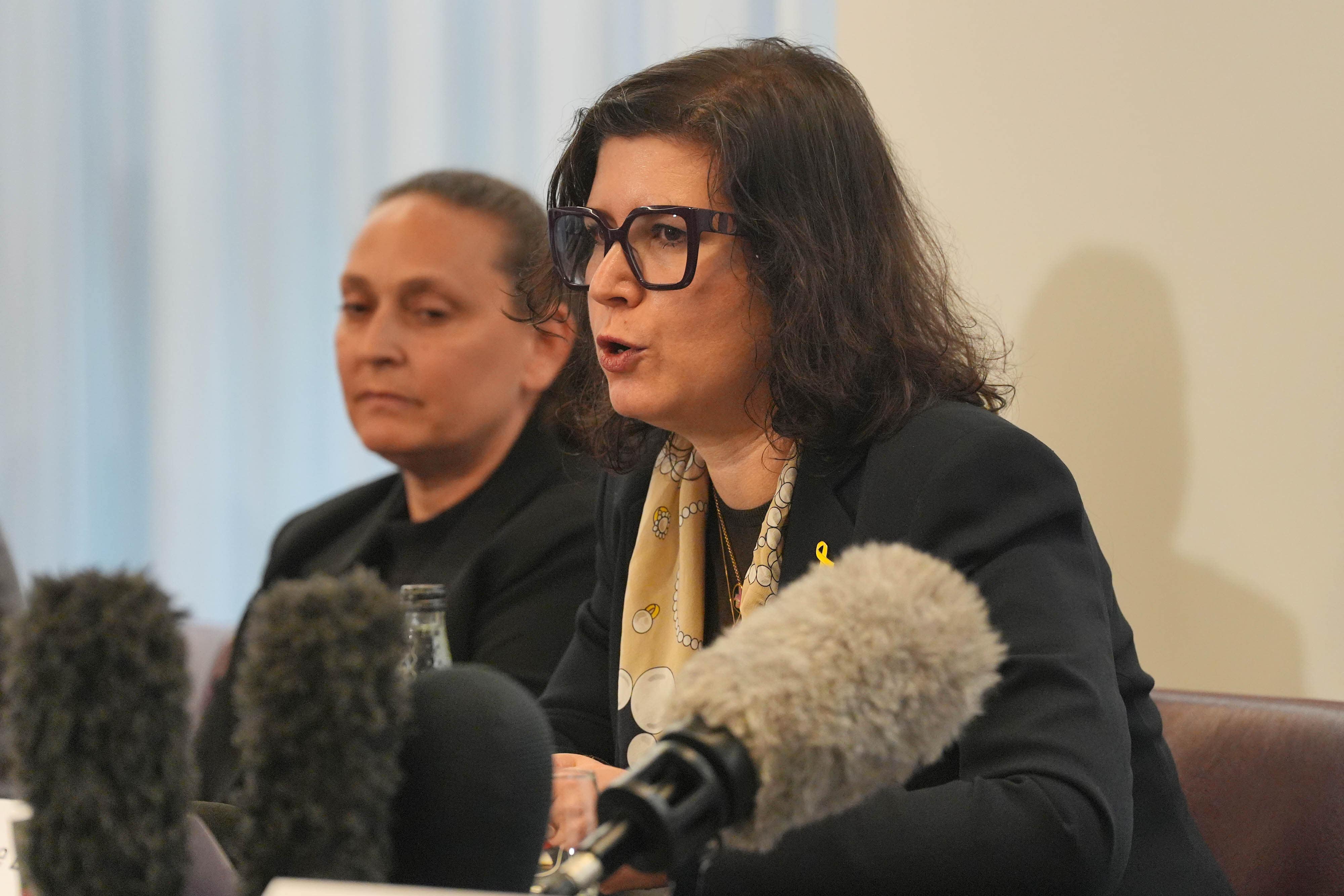 Dr Sharone Lifschitz speaking during a press conference at the offices of Mishcon de Reya in central London (Jonathan Brady/PA)