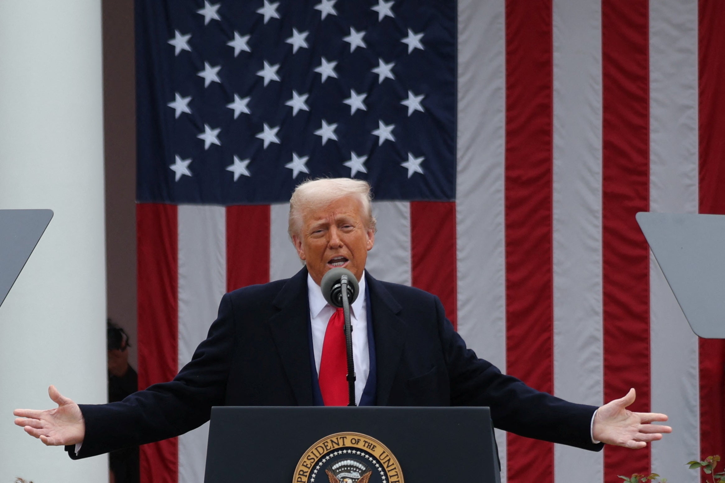 U.S. President Donald Trump announces tariffs in the Rose Garden at the White House