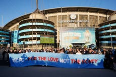 Manchester City fans protest against ticket issues before Leicester game