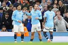 Jack Grealish and Omar Marmoush on target as Manchester City ease past Leicester