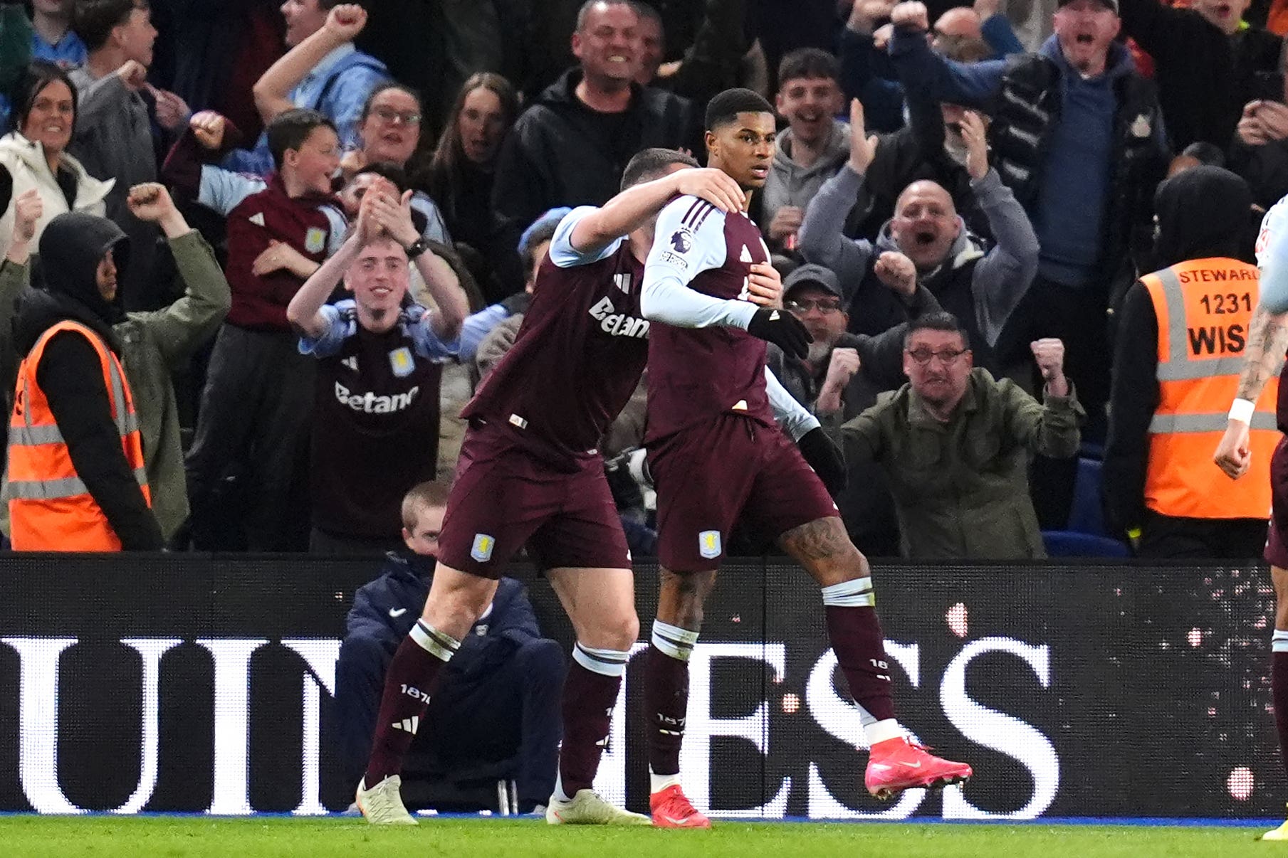 Marcus Rashford celebrates his goal against Brighton (John Walton/PA)