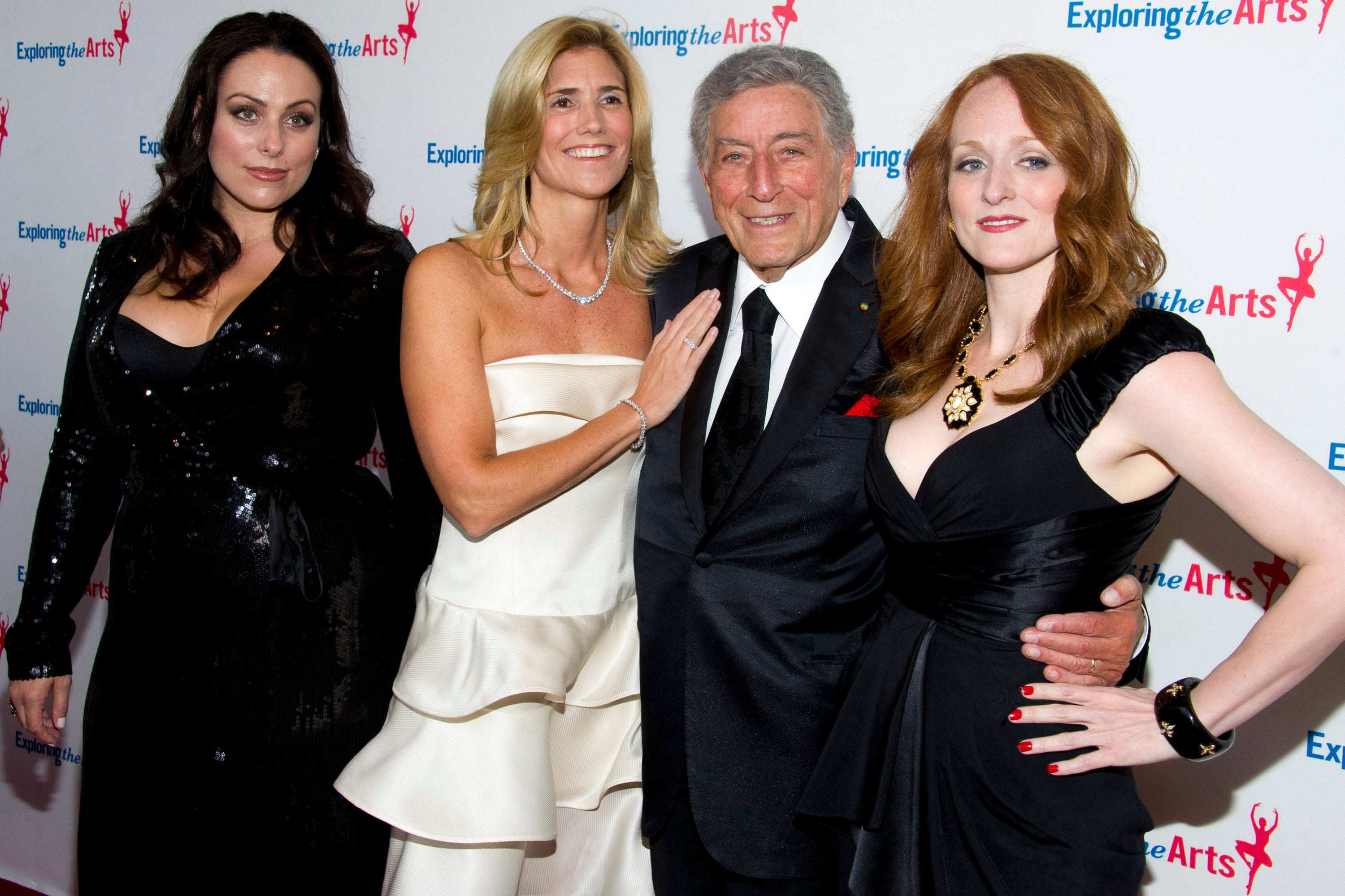 From left, Johanna Bennett, Susan Benedetto, Tony Bennett and Antonia Bennett attend Tony Bennett's 85th birthday gala in New York, Sept. 18, 2011