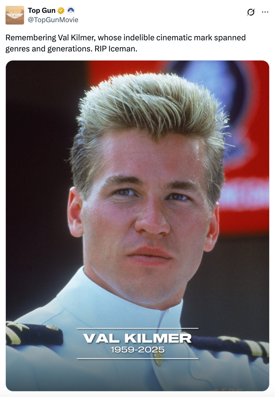 Top Gun pays tribute to Val Kilmer