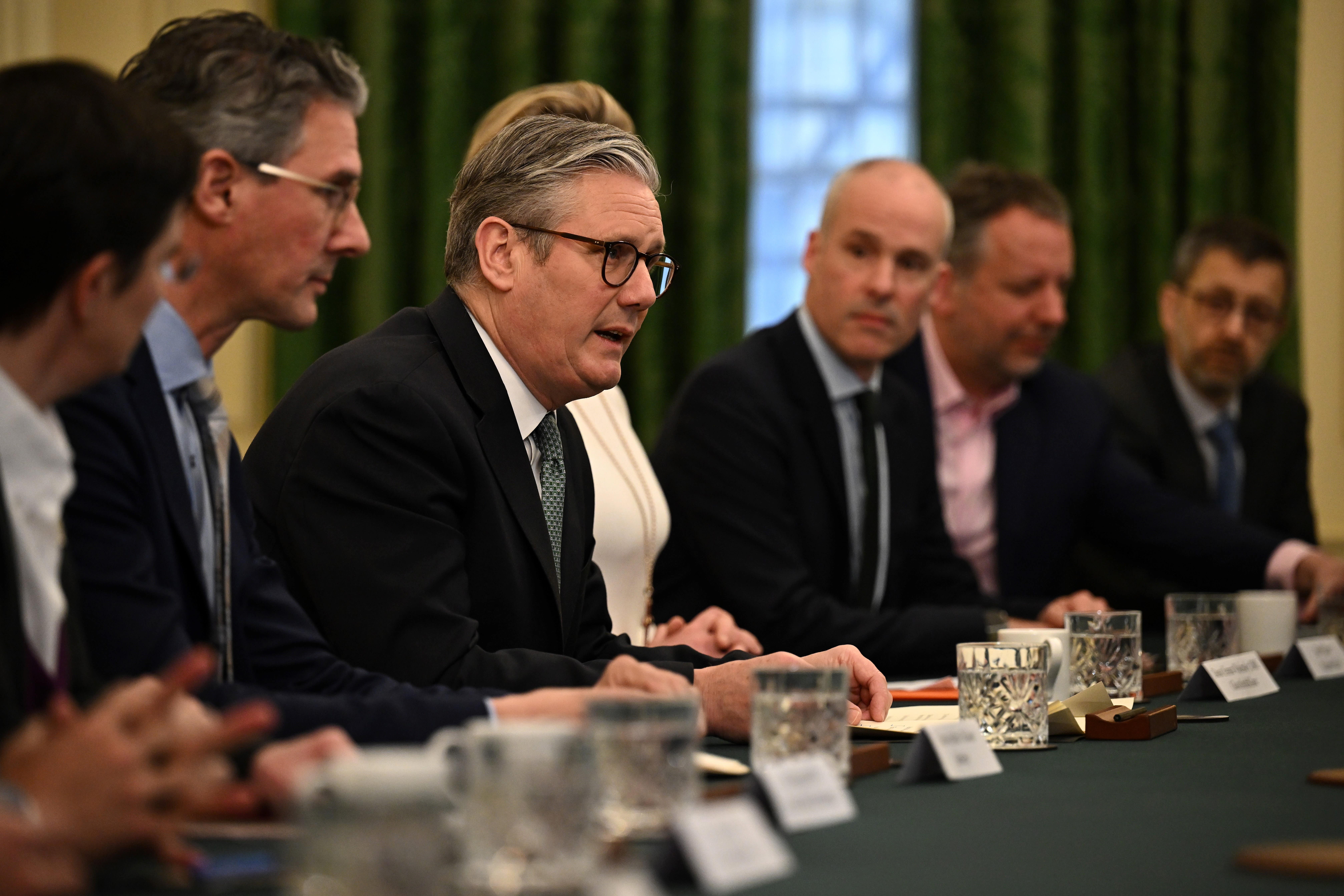 Prime Minister Sir Keir Starmer (centre) chairs a roundtable with business leaders after the announcement of US tariffs (Ben Stansall/PA)