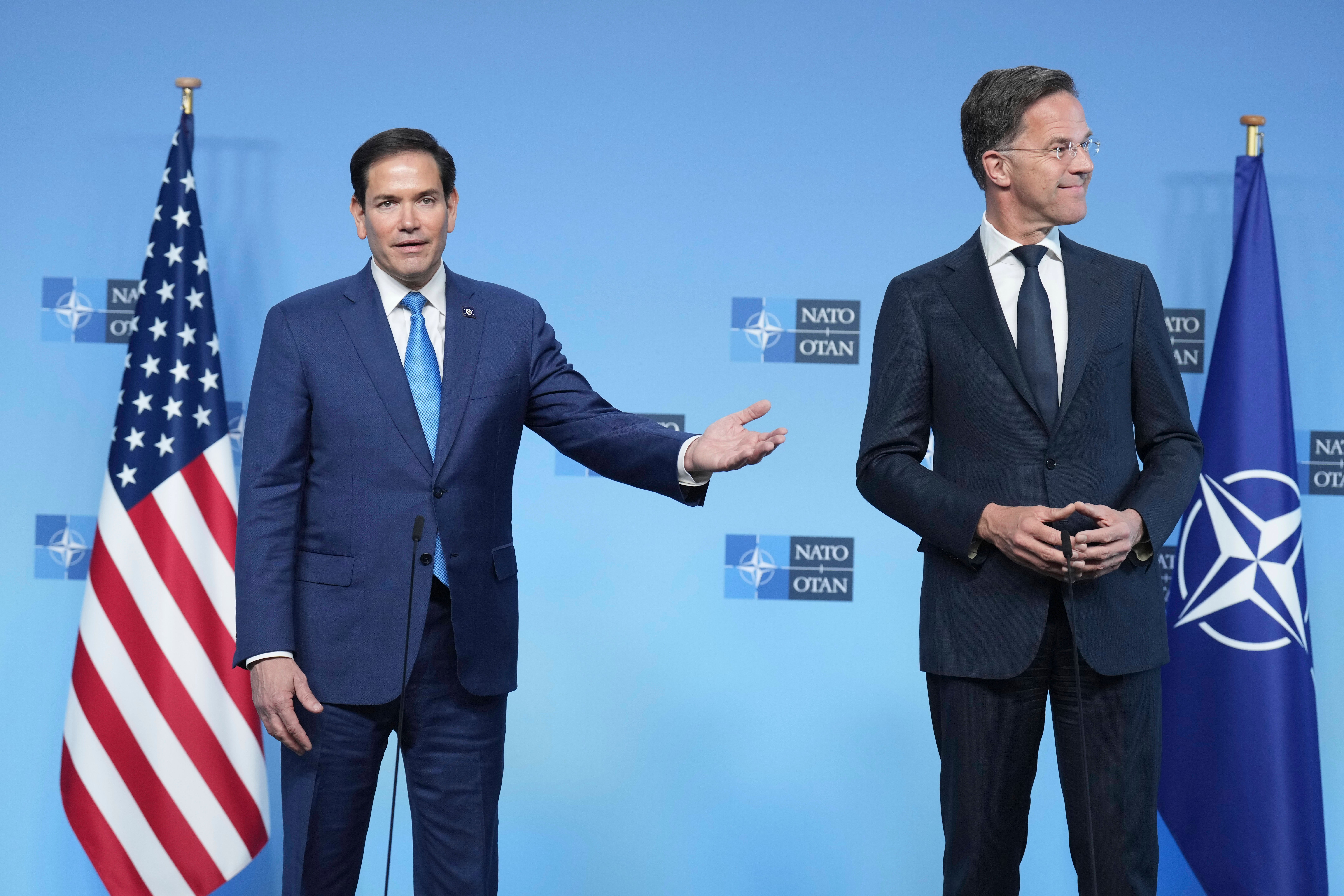 Mr Rubio was speaking during a joint press conference with secretary-general Mark Rutte
