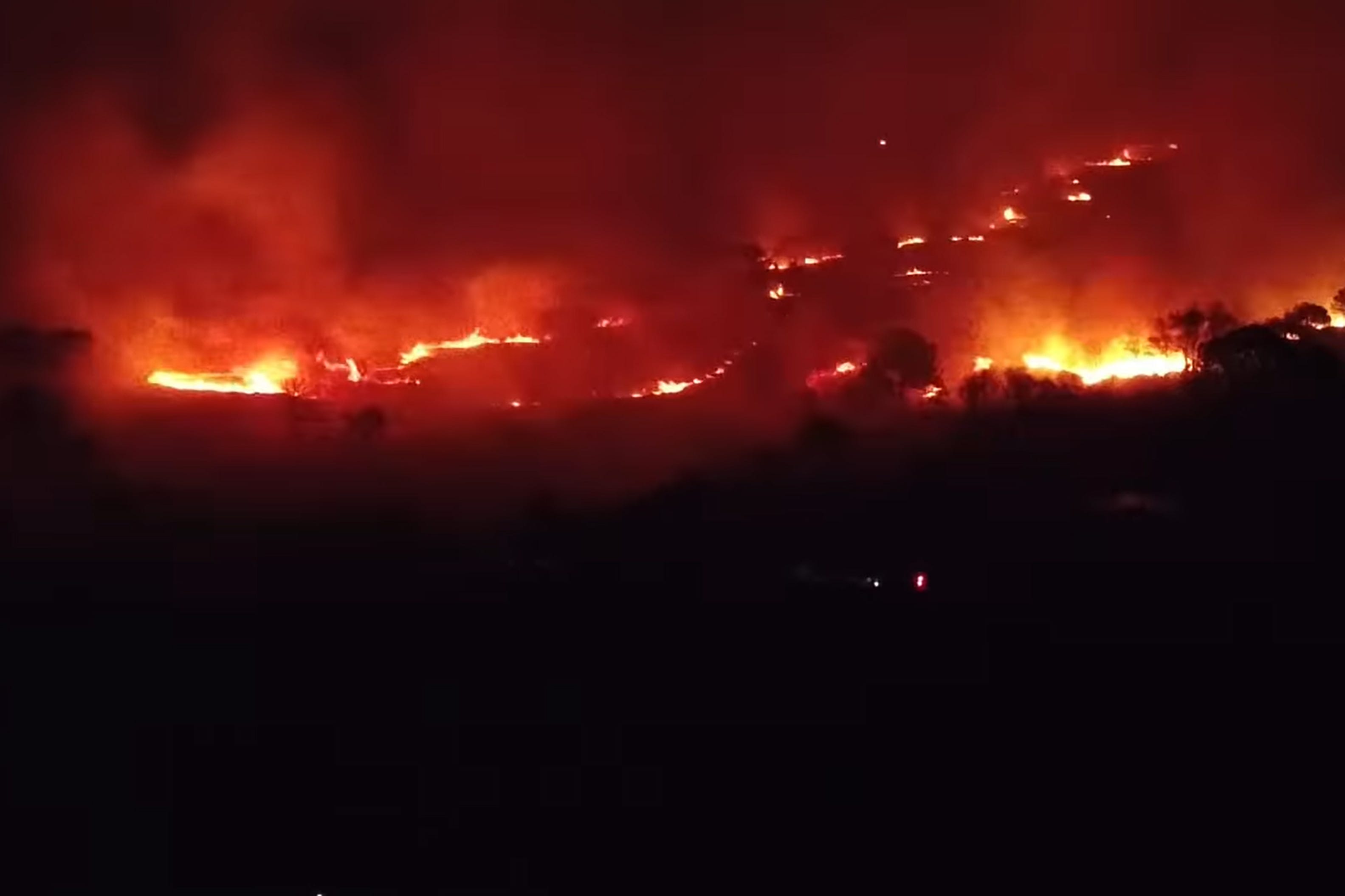 A wildfire at Upton Heath, Dorset, on Thursday morning