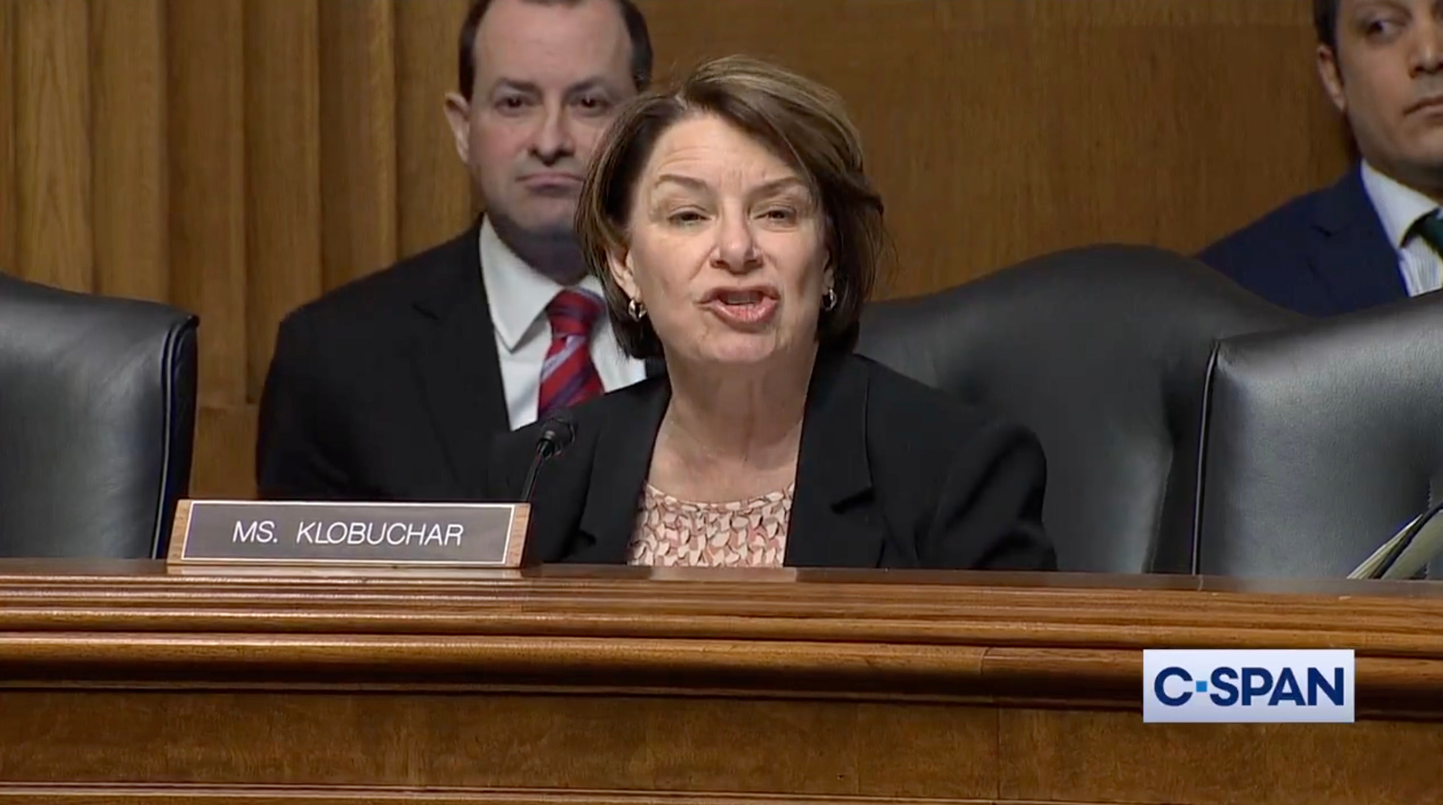 Klobuchar was repeatedly spoken over during the Senate hearing by Cruz