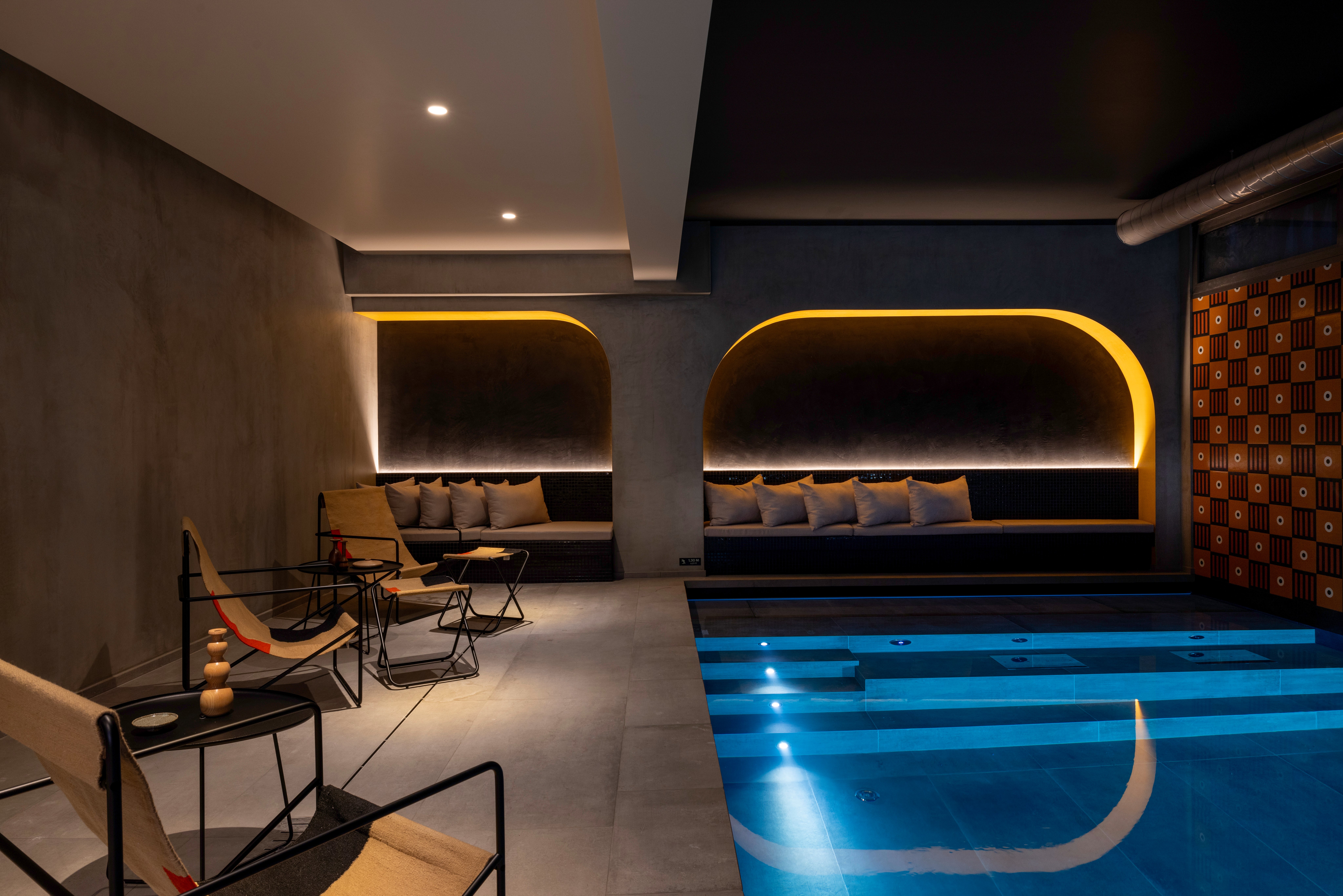 The basement pool and sauna