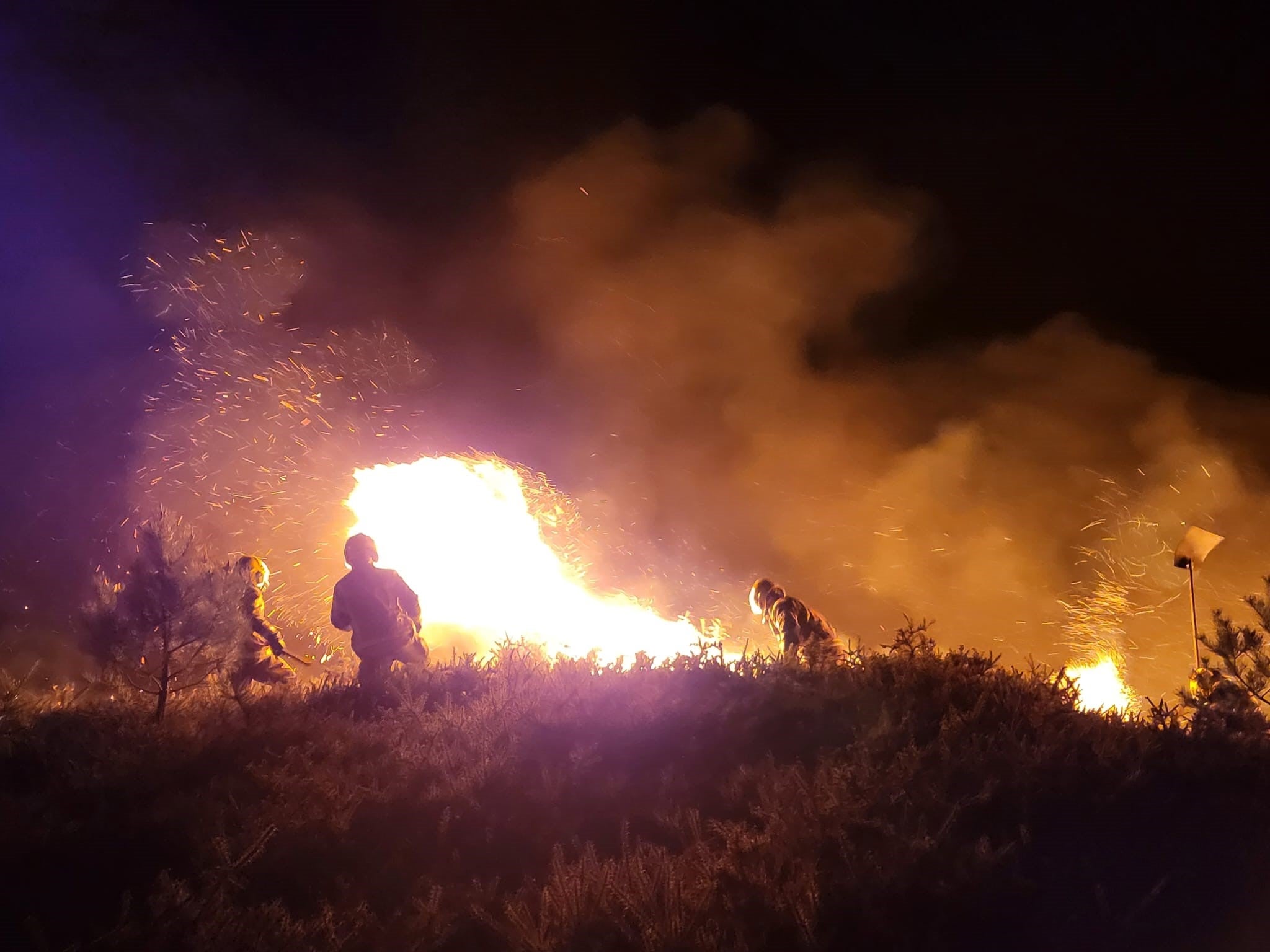 An amber wildfire alert came into place on Wednesday for much of the UK