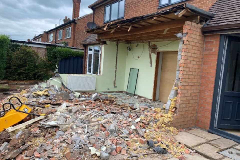 Roberts' company never cleared the rubble they left