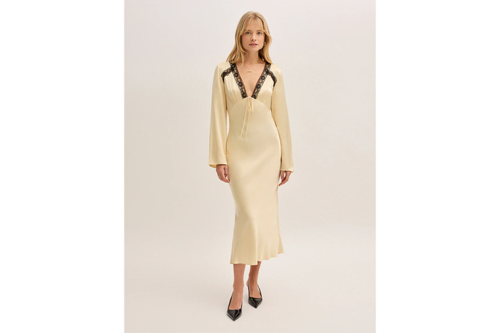 Best wedding guest dress IndyBest review Kitri Zelda butter-yellow satin dress