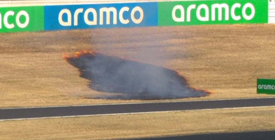 Two trackside fires broke out in practice at the Japanese Grand Prix on Friday