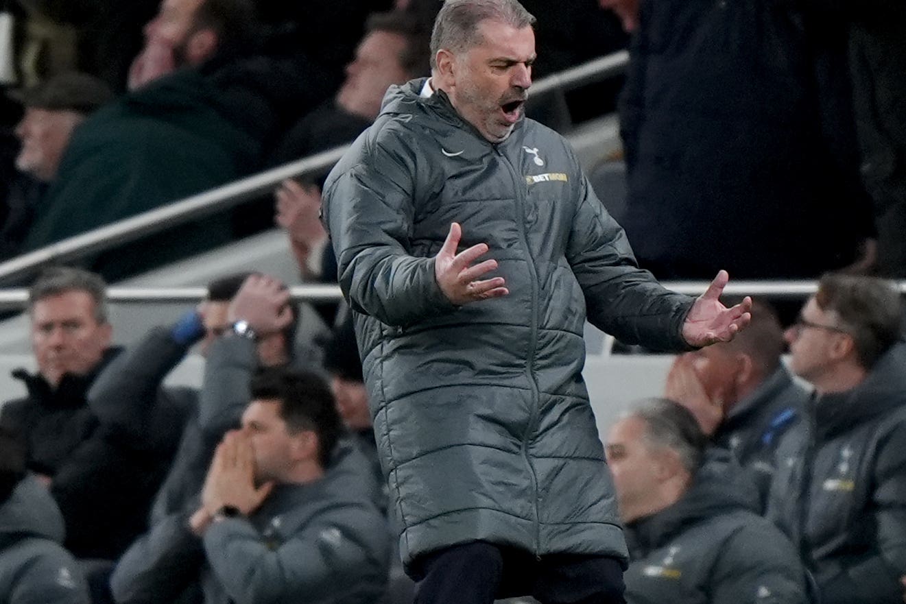 Ange Postecoglou on the touchline at Tottenham Hotspur Stadium (Bradley Collyer/PA)