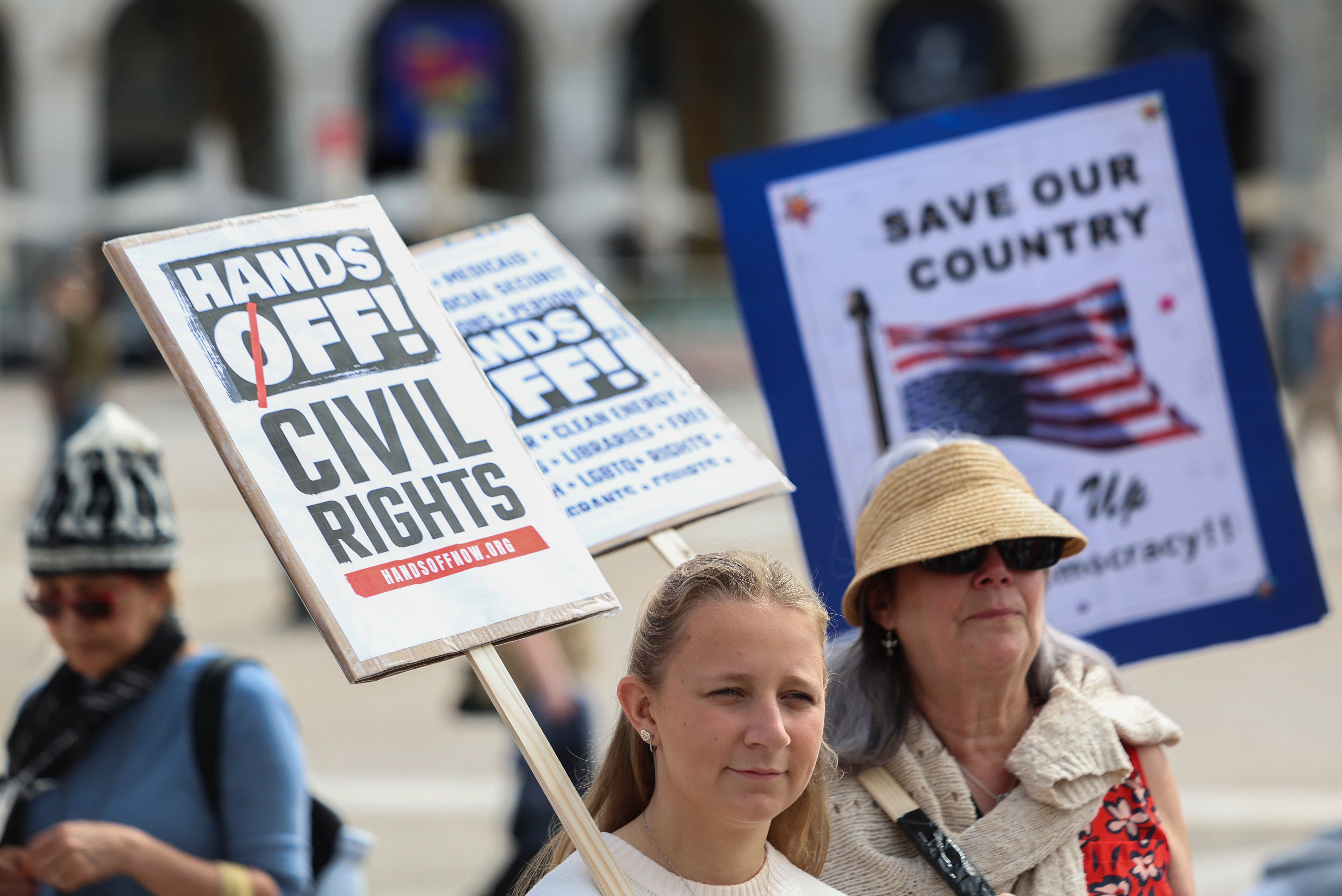 An anti-Trump administration rally in Lisbon