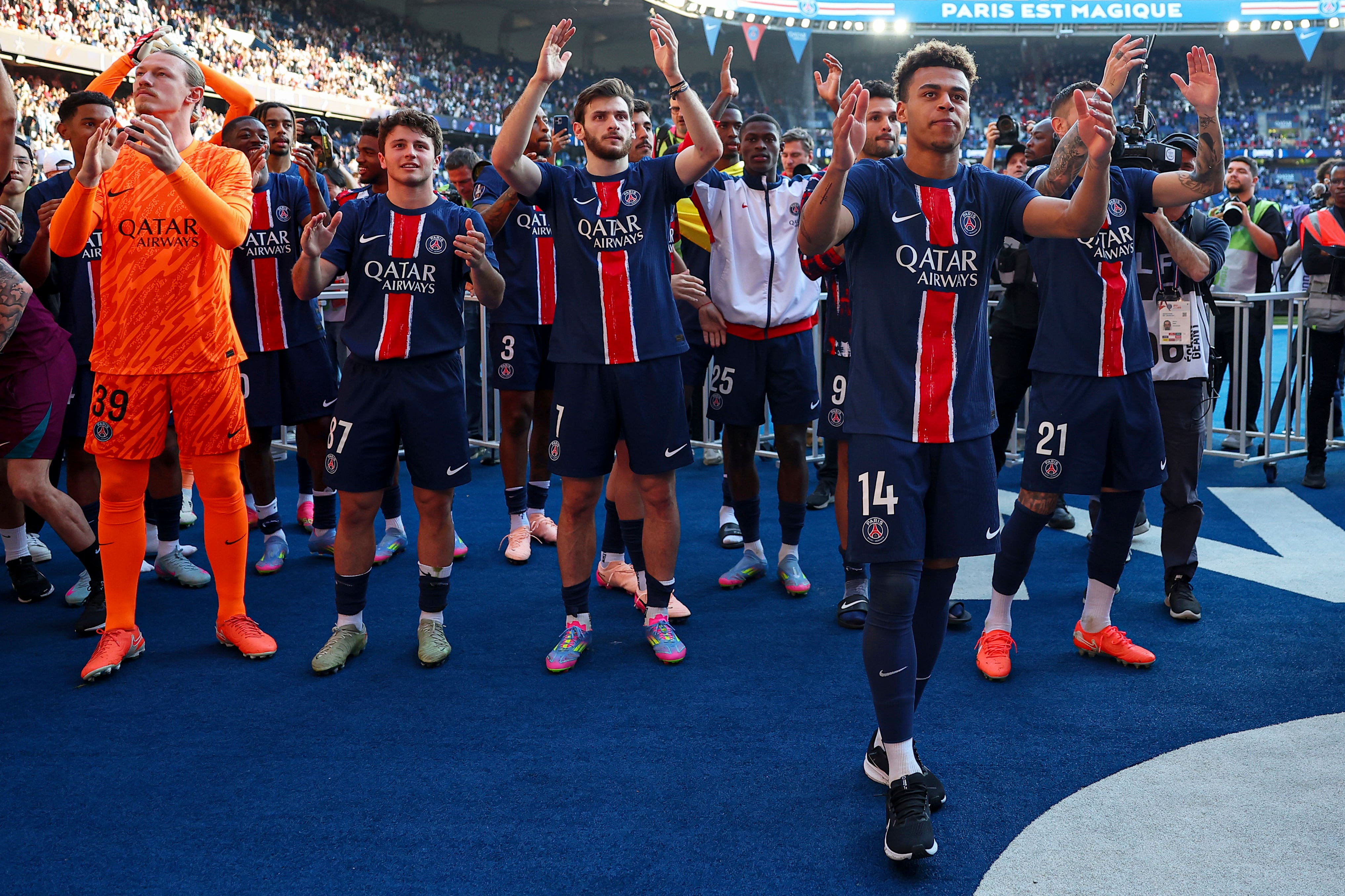 Paris St Germain sealed a fourth successive Ligue 1 title with a 1-0 win over Angers (Franck Fife/AP)
