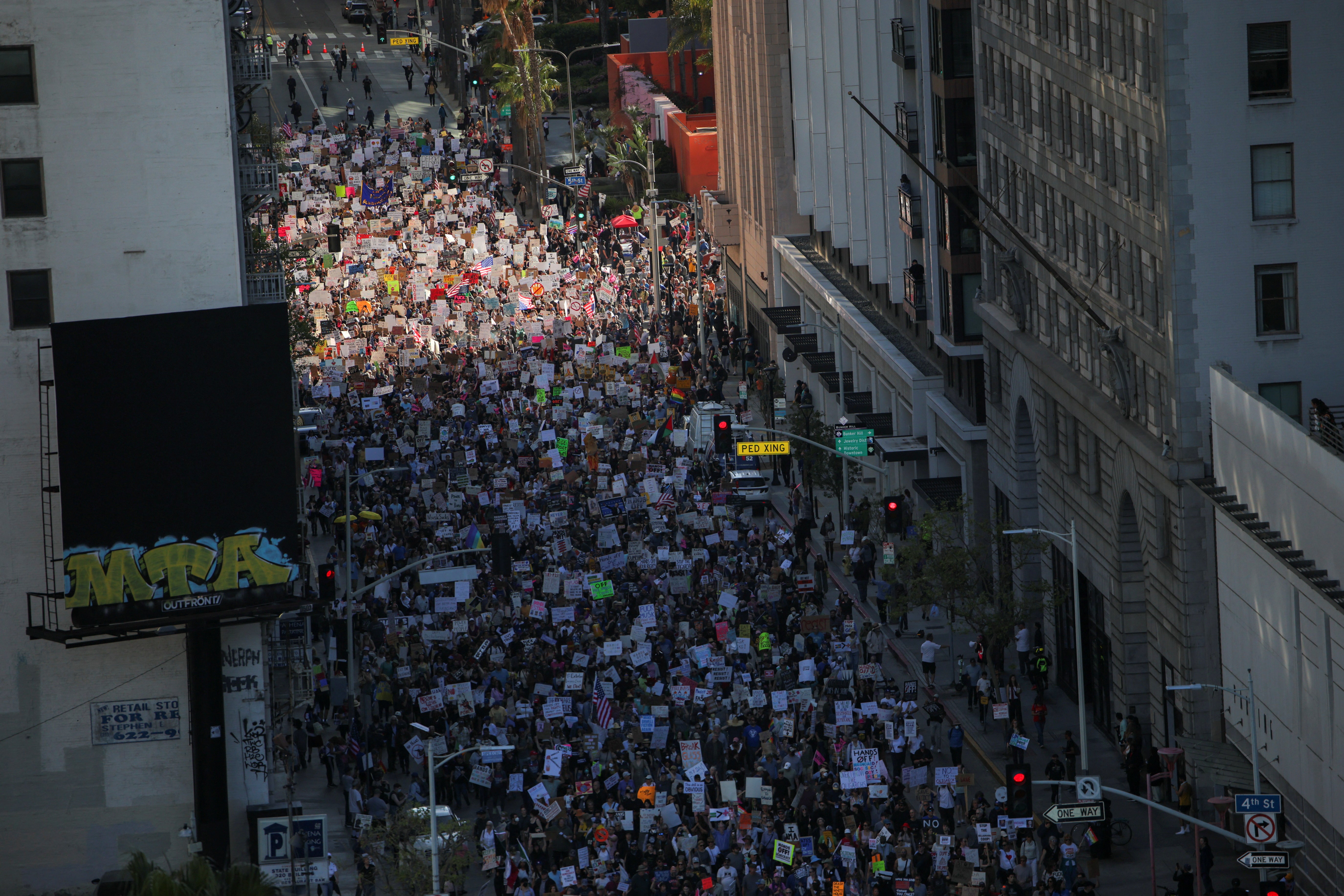 Demonstrators flood the streets in LA