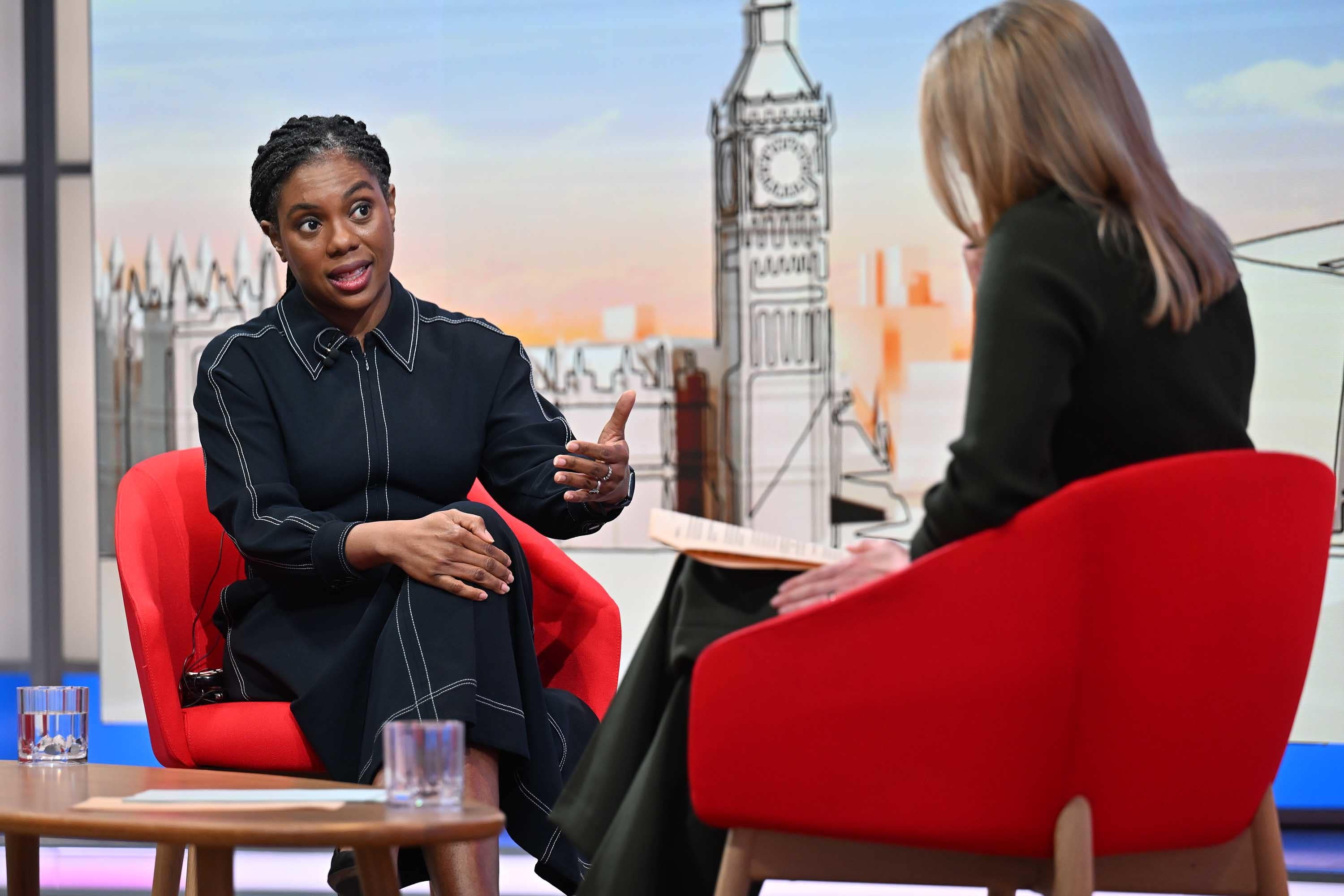 Conservative leader Kemi Badenoch appearing on Sunday with Laura Kuenssberg (Jeff Overs/BBC/PA)