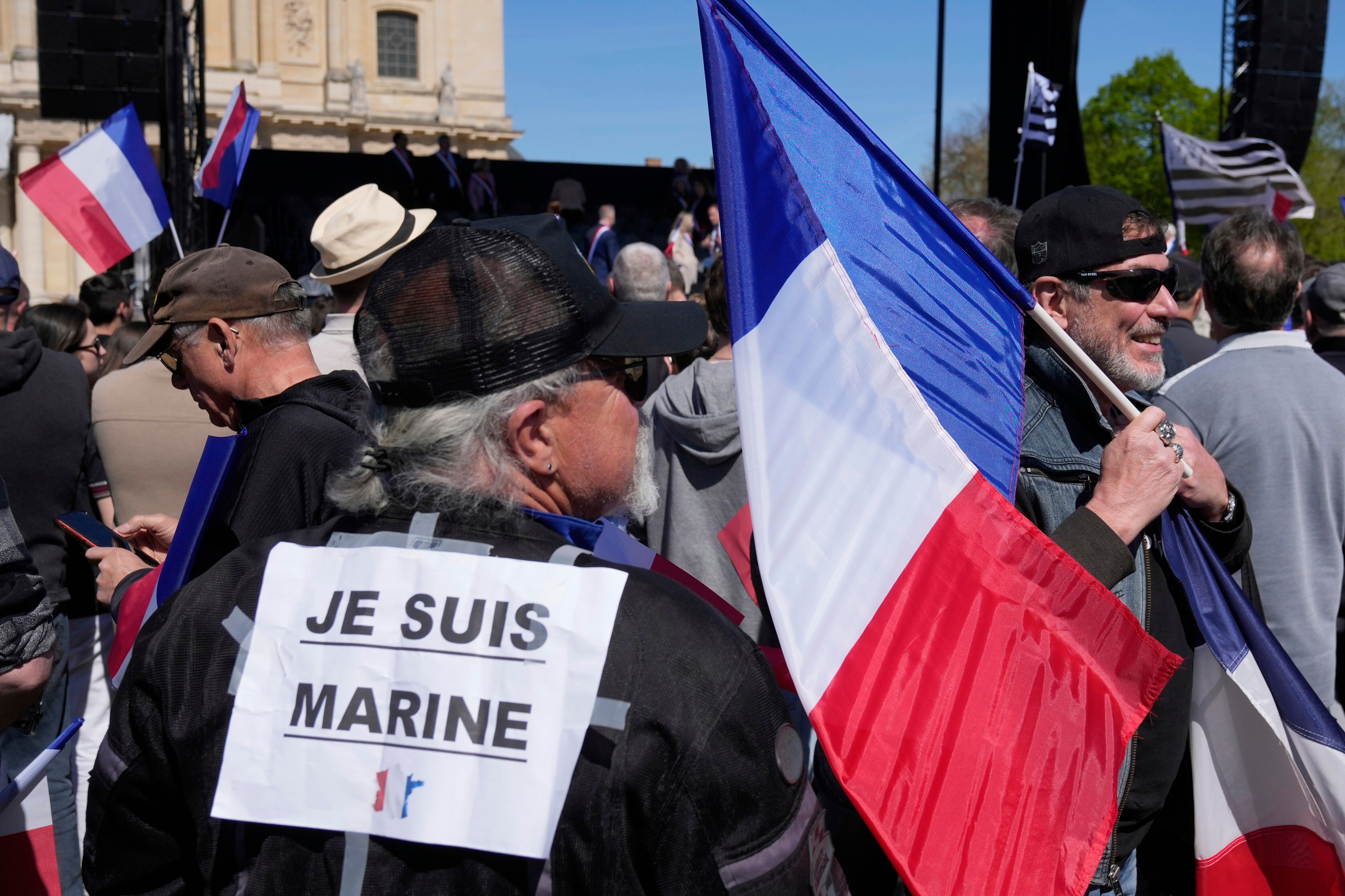 True tricolores: supporters rally near the French parliament in support of Le Pen in April 2025