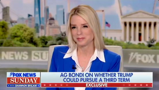Attorney General Pam Bondi remained coy when asked about President Donald Trump seeking a third term