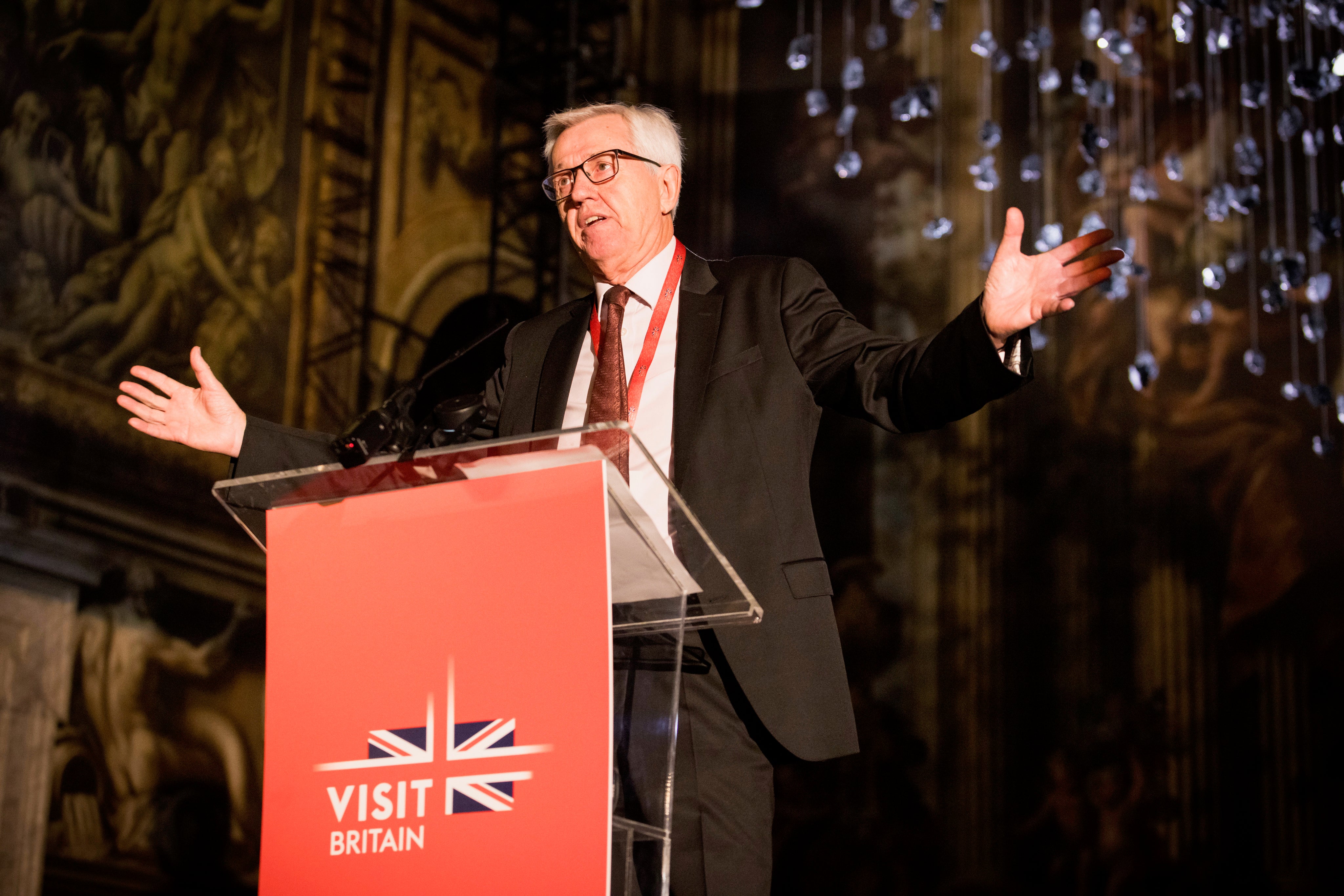 Steering the ship: Nick de Bois, chair of VisitBritain, speaking at an event at the Old Royal Naval College in Greenwich