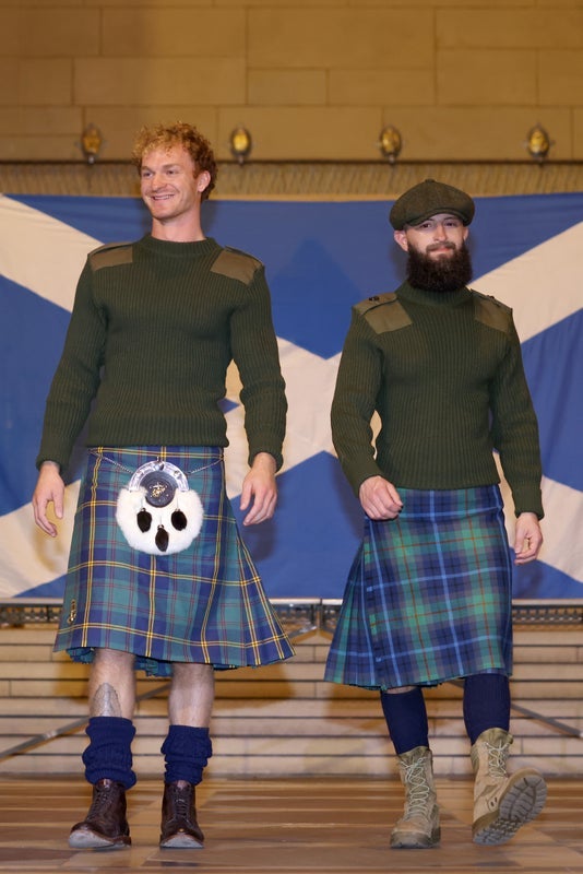 Penny pictured behind a Scottish flag at the event in Manhattan on Saturday night