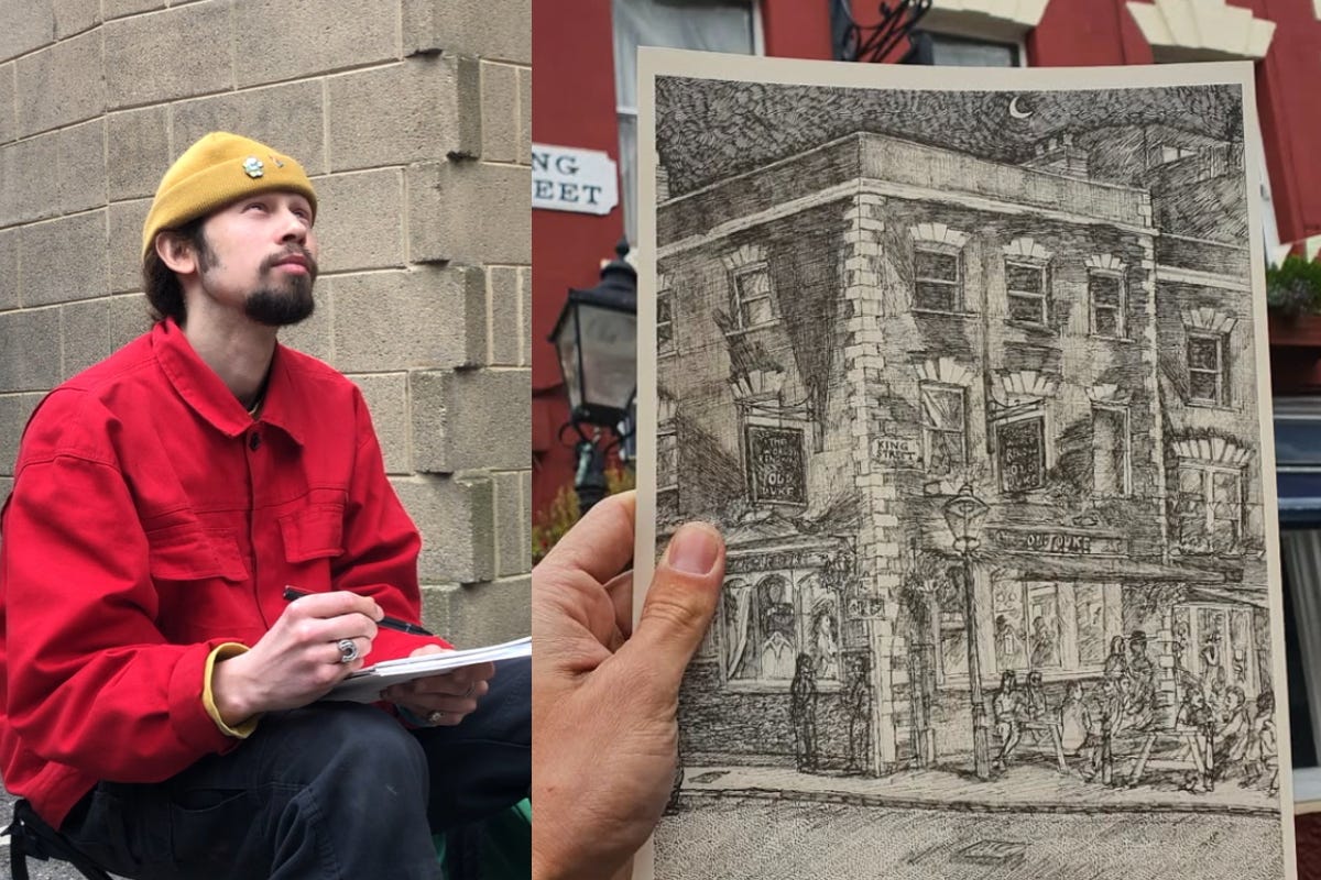 Frank Morris has been drawing pubs in Bristol (Instagram/@frankspubdrawings/PA)