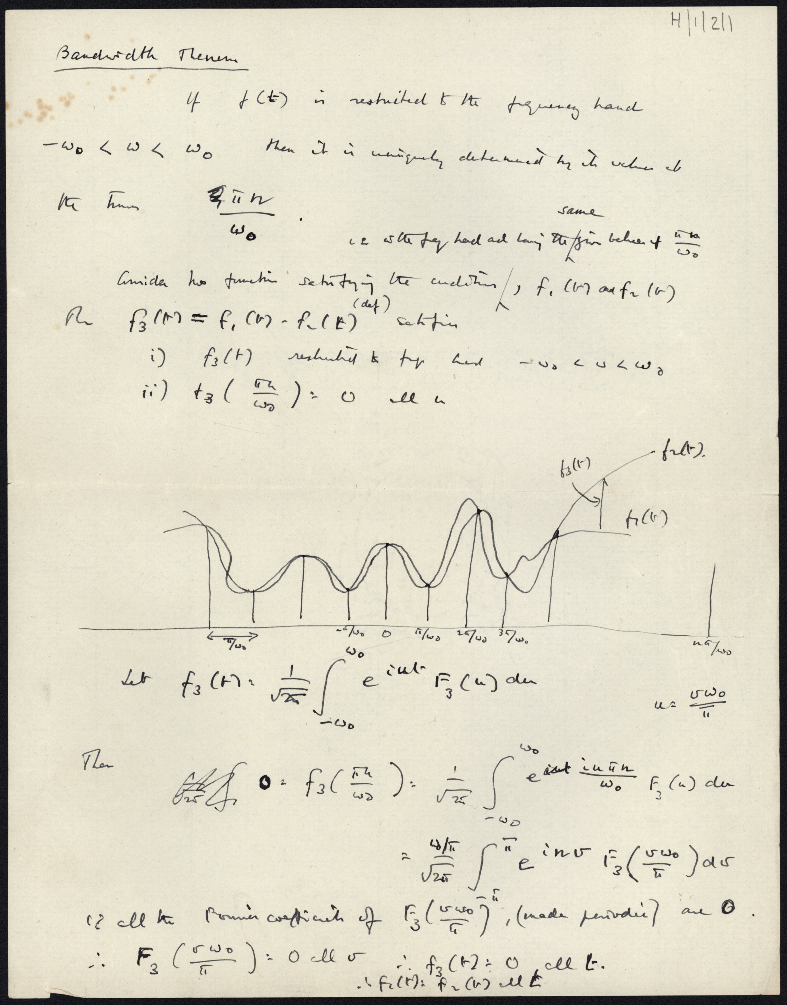 Turing’s handwritten notes on the Bandwidth Theorem.