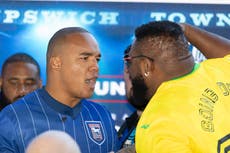 Furious Jarrell Miller tries to slap Fabio Wardley over diss-track claim