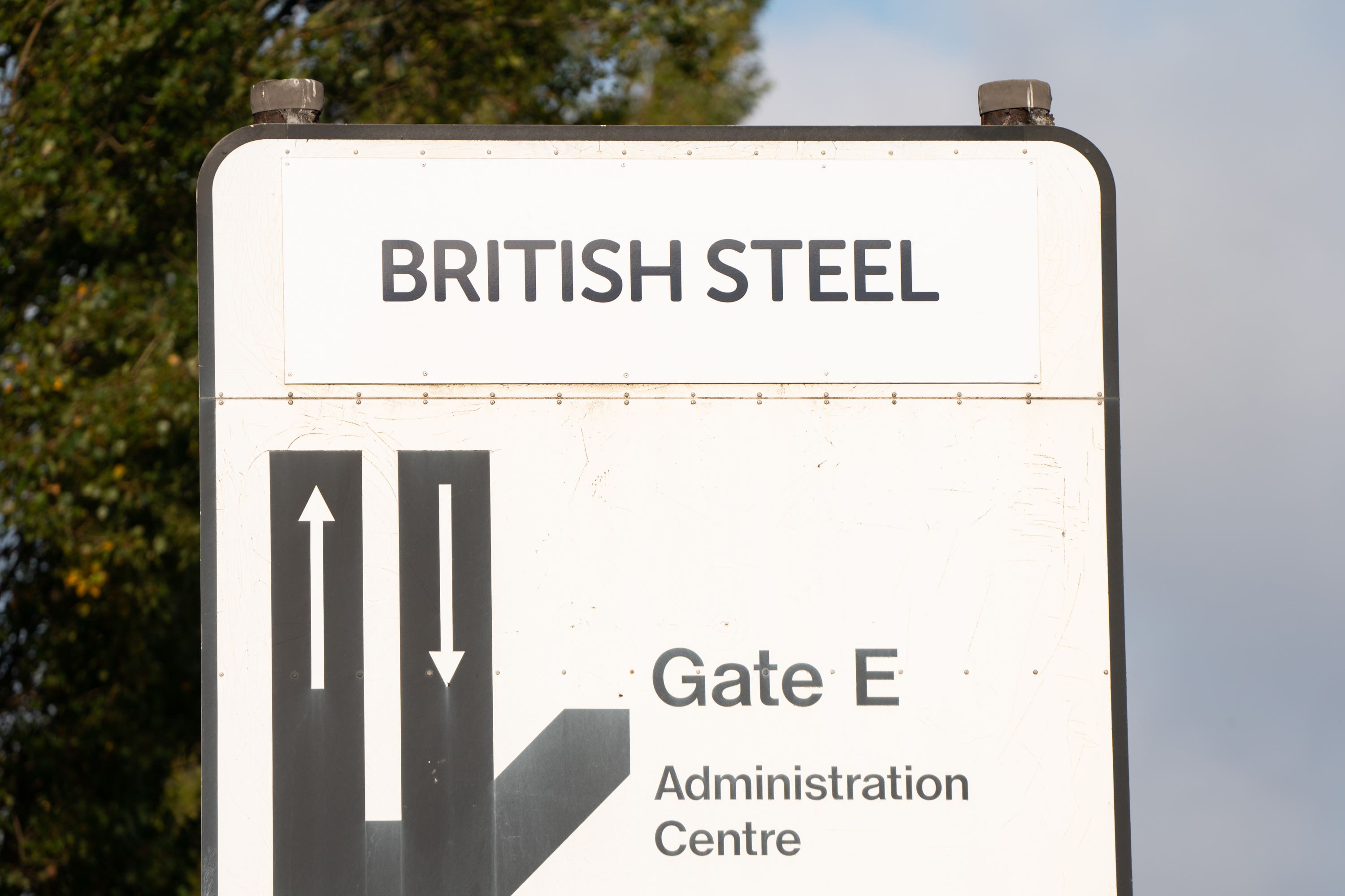 A British Steel sign at British Steel Ltd steelworks in Scunthorpe, North Lincolnshire (Danny Lawson/PA)