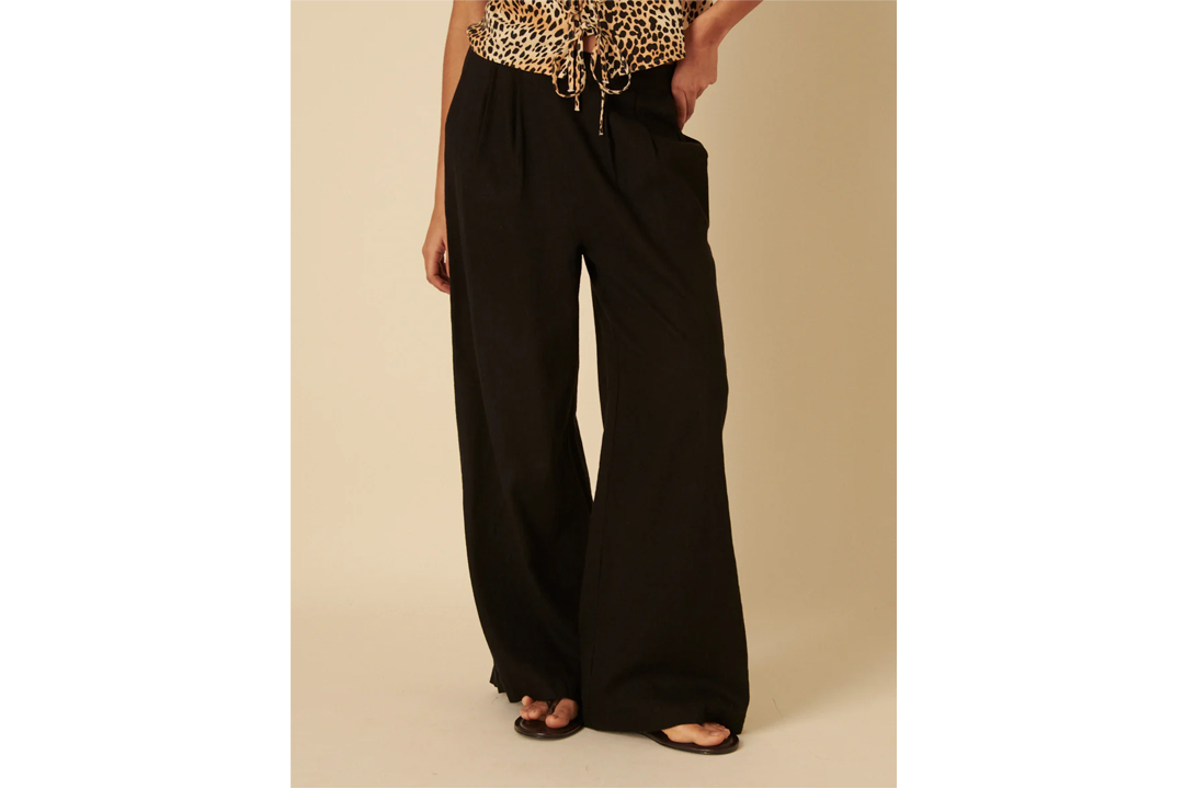 Best wide leg trousers Indybest review Black Linen-blend Parker Wide Leg Trousers