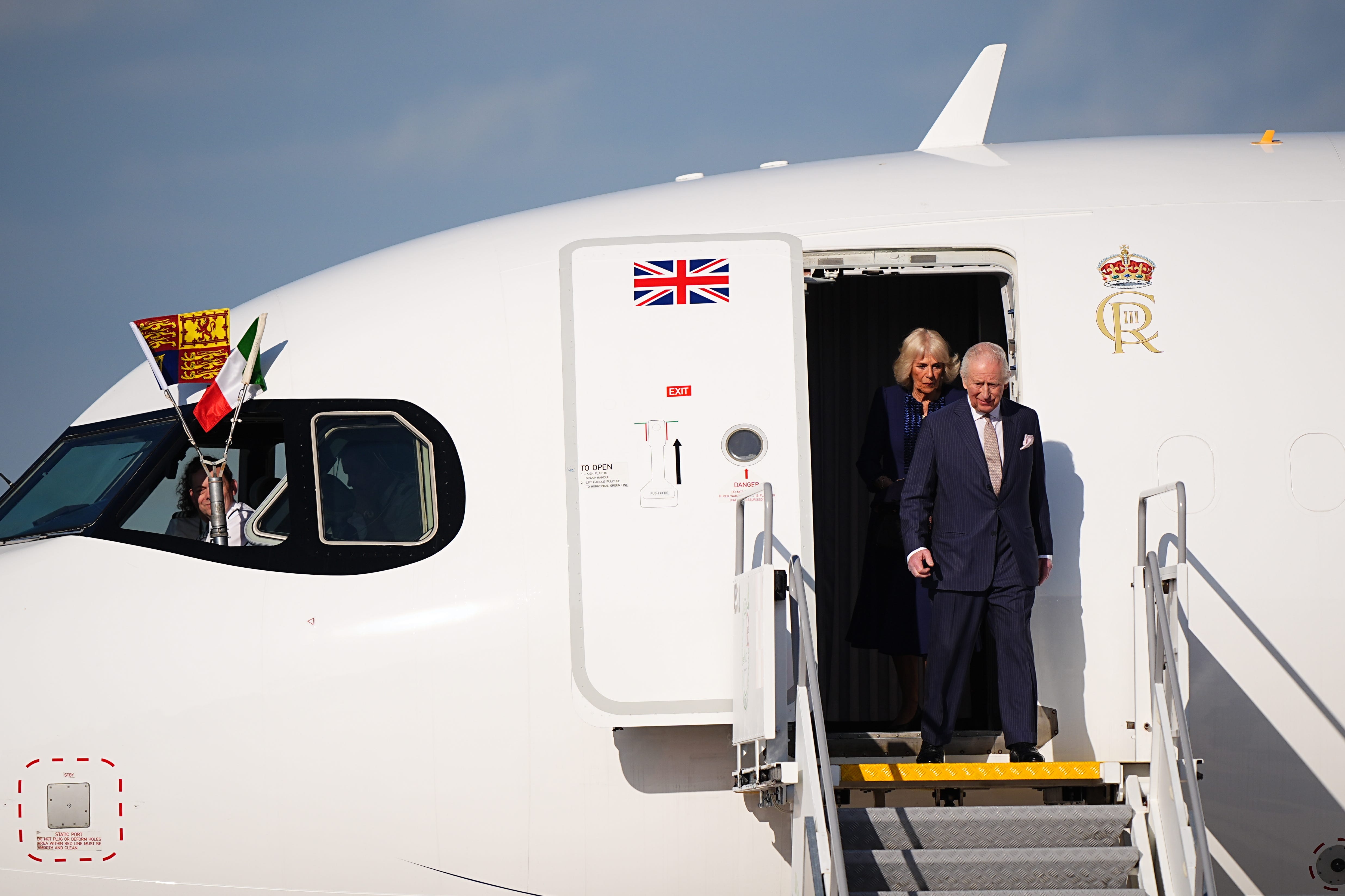 The King and Queen arriving in Rome (Aaron Chown/PA)