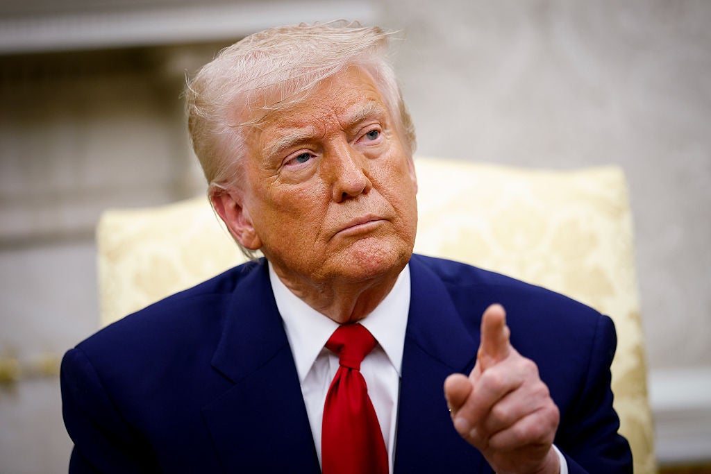 Donald Trump gestures during an Oval Office meeting with Israeli Prime Minister Benjamin Netanyahu at which the US president announced upcoming direct talks with Iran.