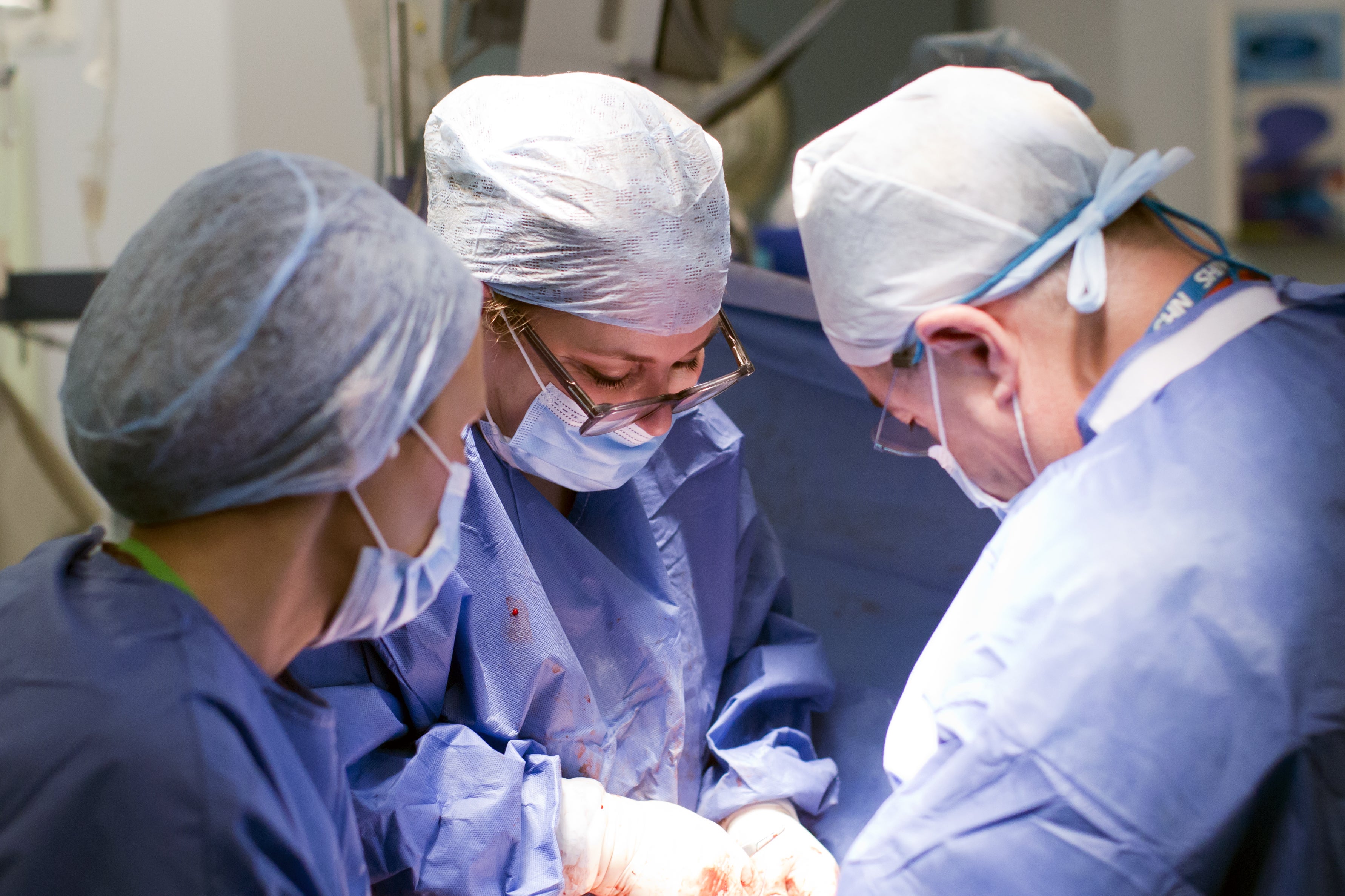 The surgical team at Queen Charlotte’s and Chelsea Hospital at work during Amy’s delivery