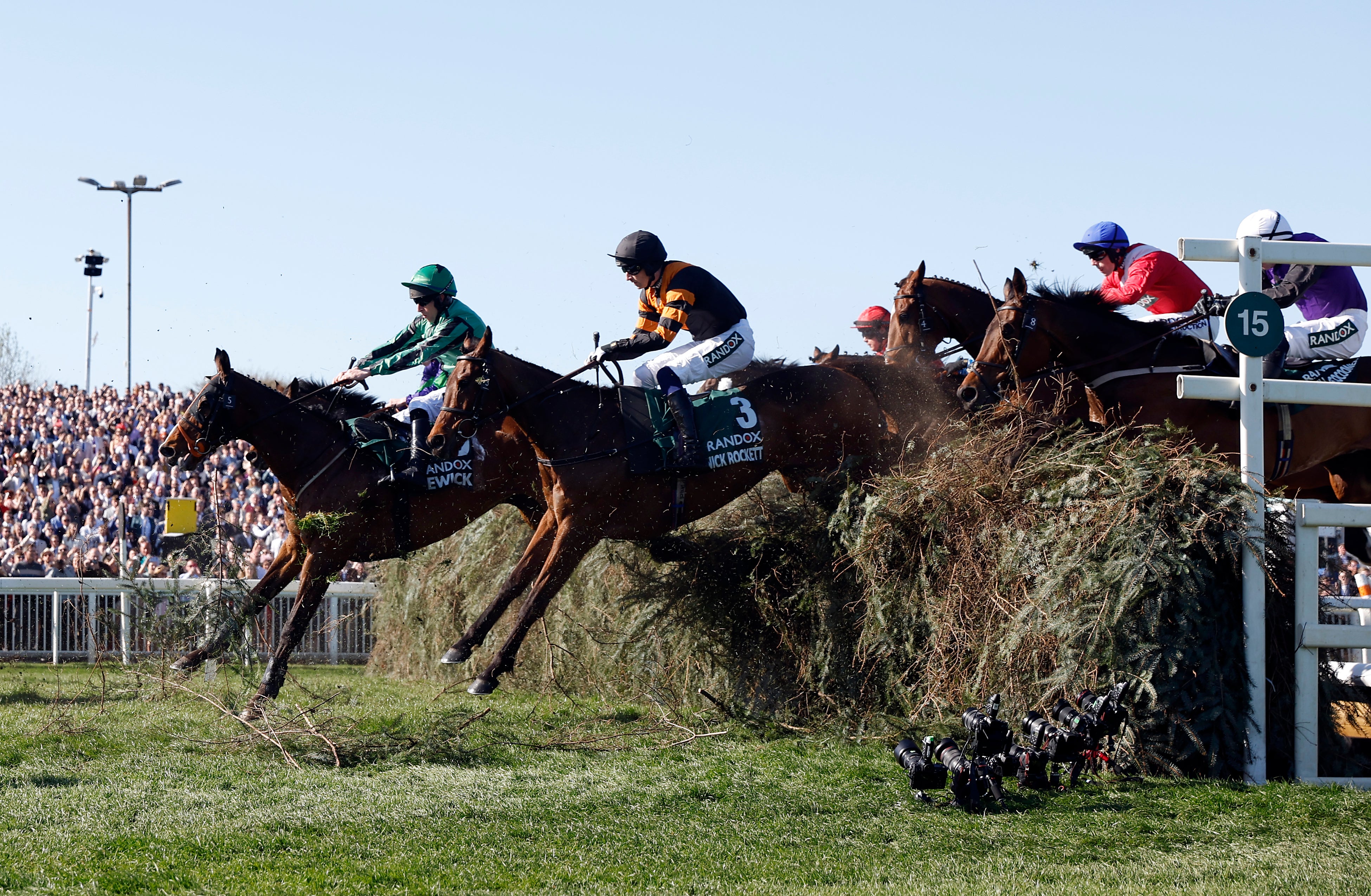 Nick Rockett and Patrick Mullins on their way to winning the Grand National