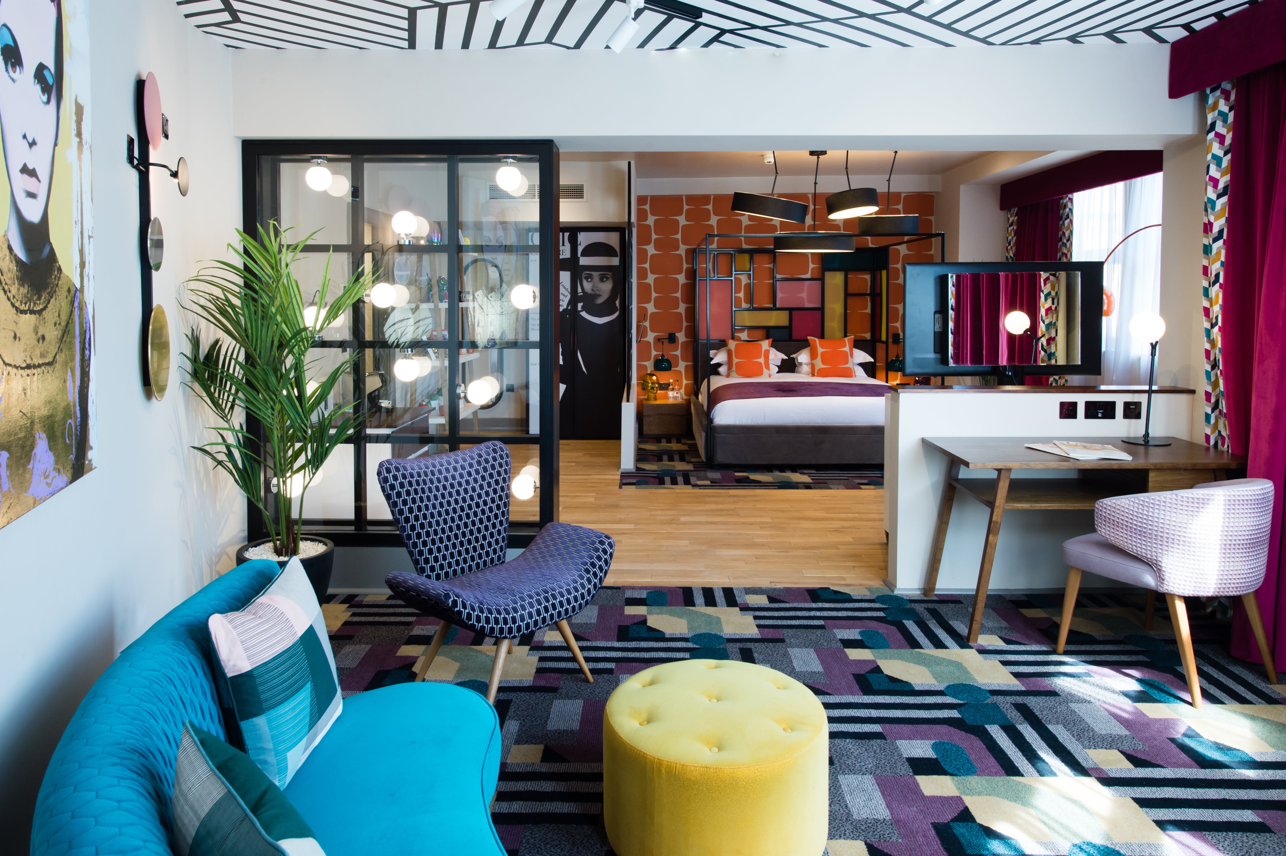 The Malmaison Manchester has a bright-coloured palette throughout its rooms