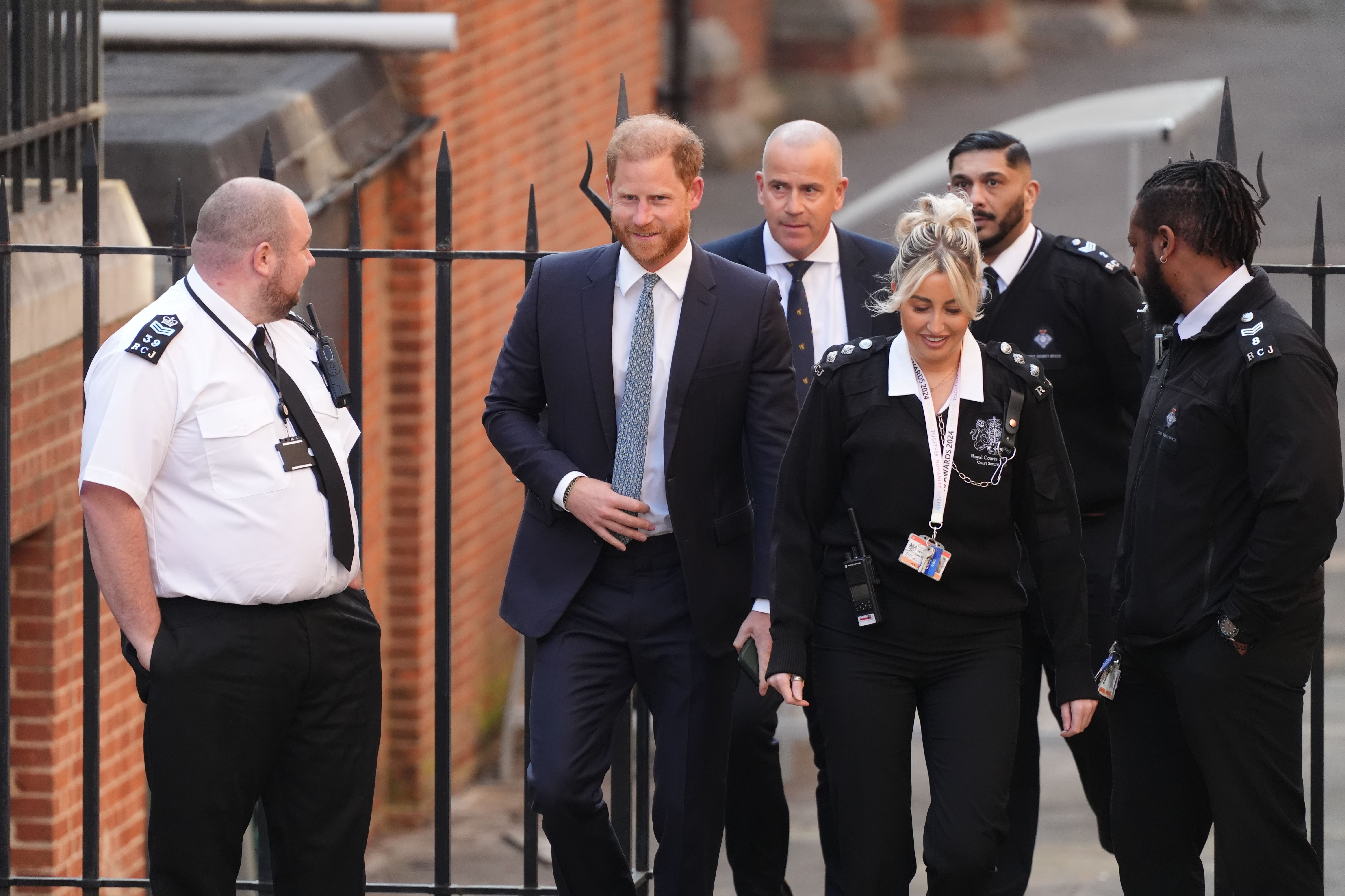 The Duke of Sussex arrives at the Royal Courts of Justice in central London, for the start of his appeal hearing (Jonathan Brady/PA)